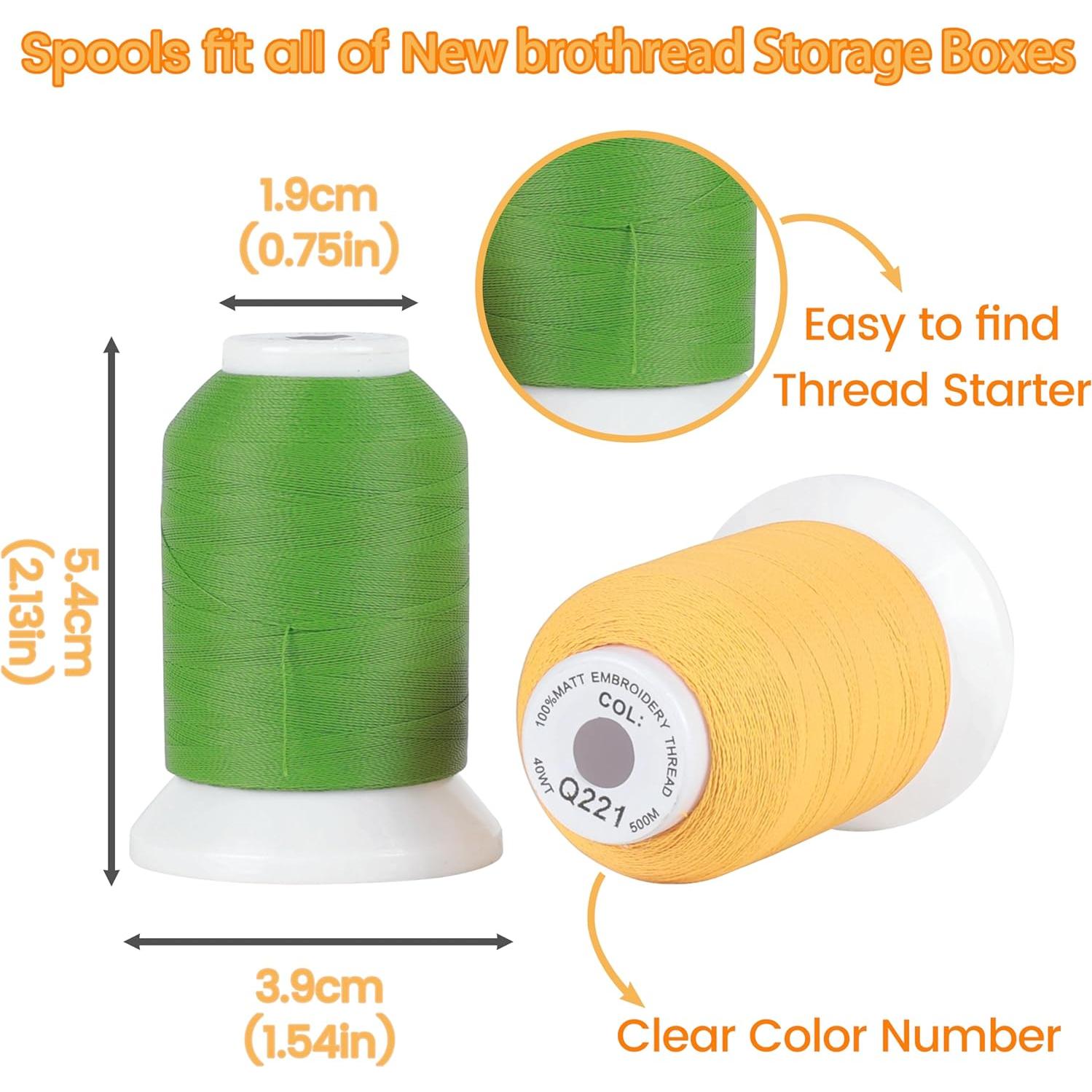 Hilo de Bordado Mate Helado New brothread 72 Bobinas 500m 40WT