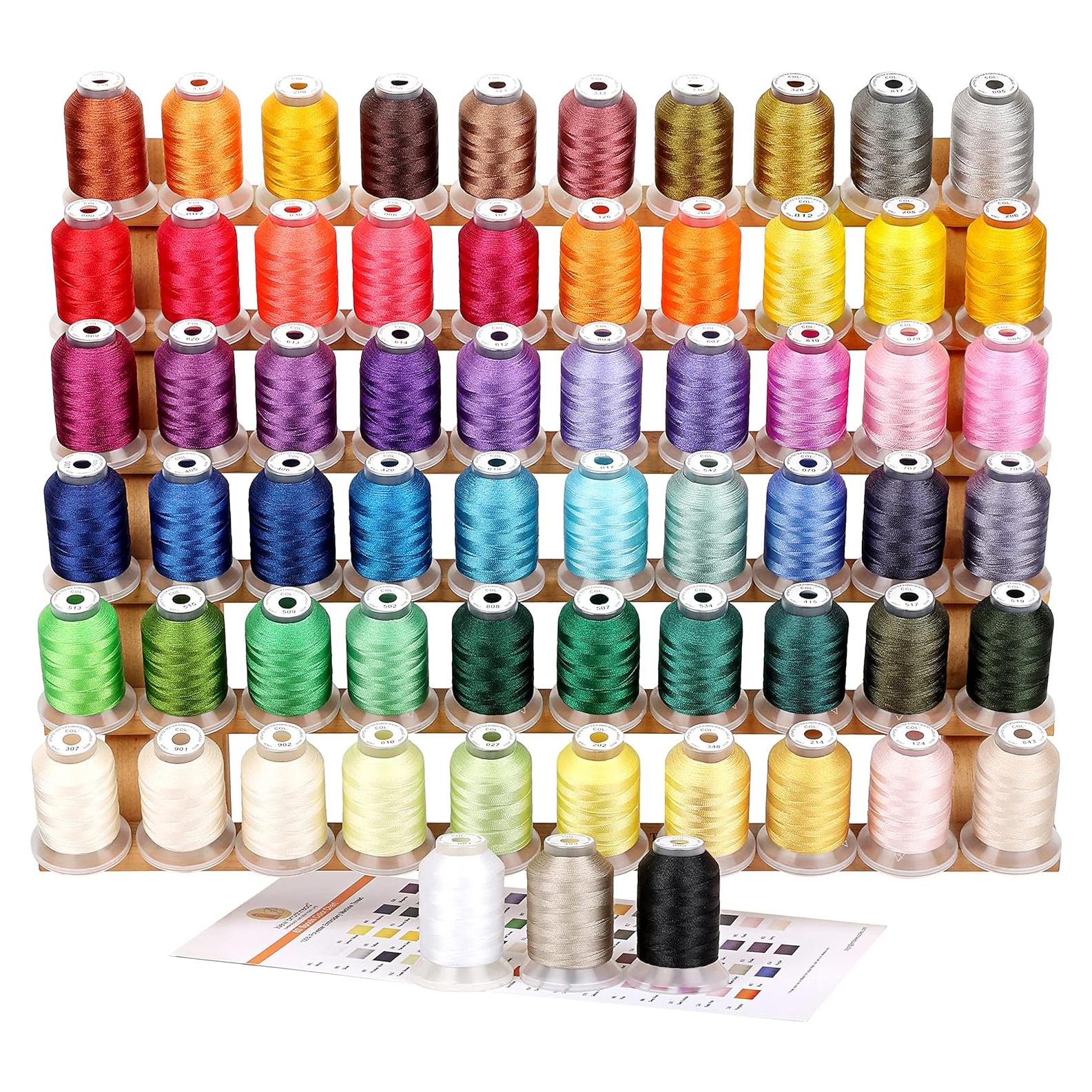 Set de 63 Hilos de Poliéster para Bordado a Máquina Brother 500m