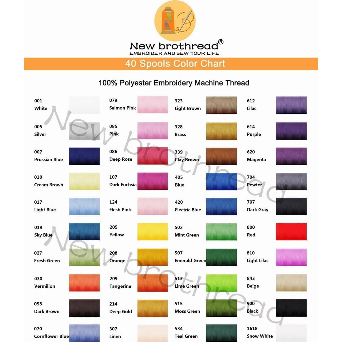 Kit de Hilo de Bordado de Máquina Poliester 40 Colores 500m Brothread