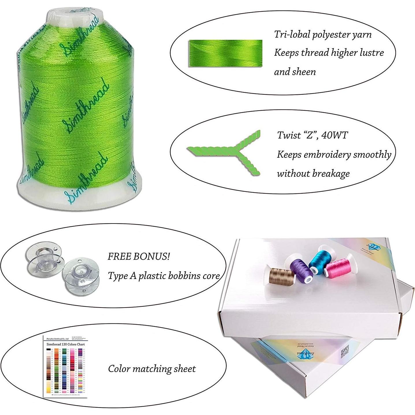 Kit de Hilo de Bordado Simthread 120 Colores Poliester 500m