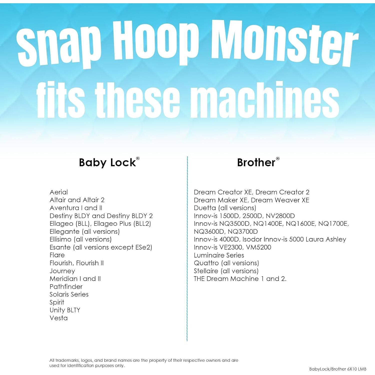 Aro Magnético Snap Hoop Monster 15.24x25.4 cm para Bordado