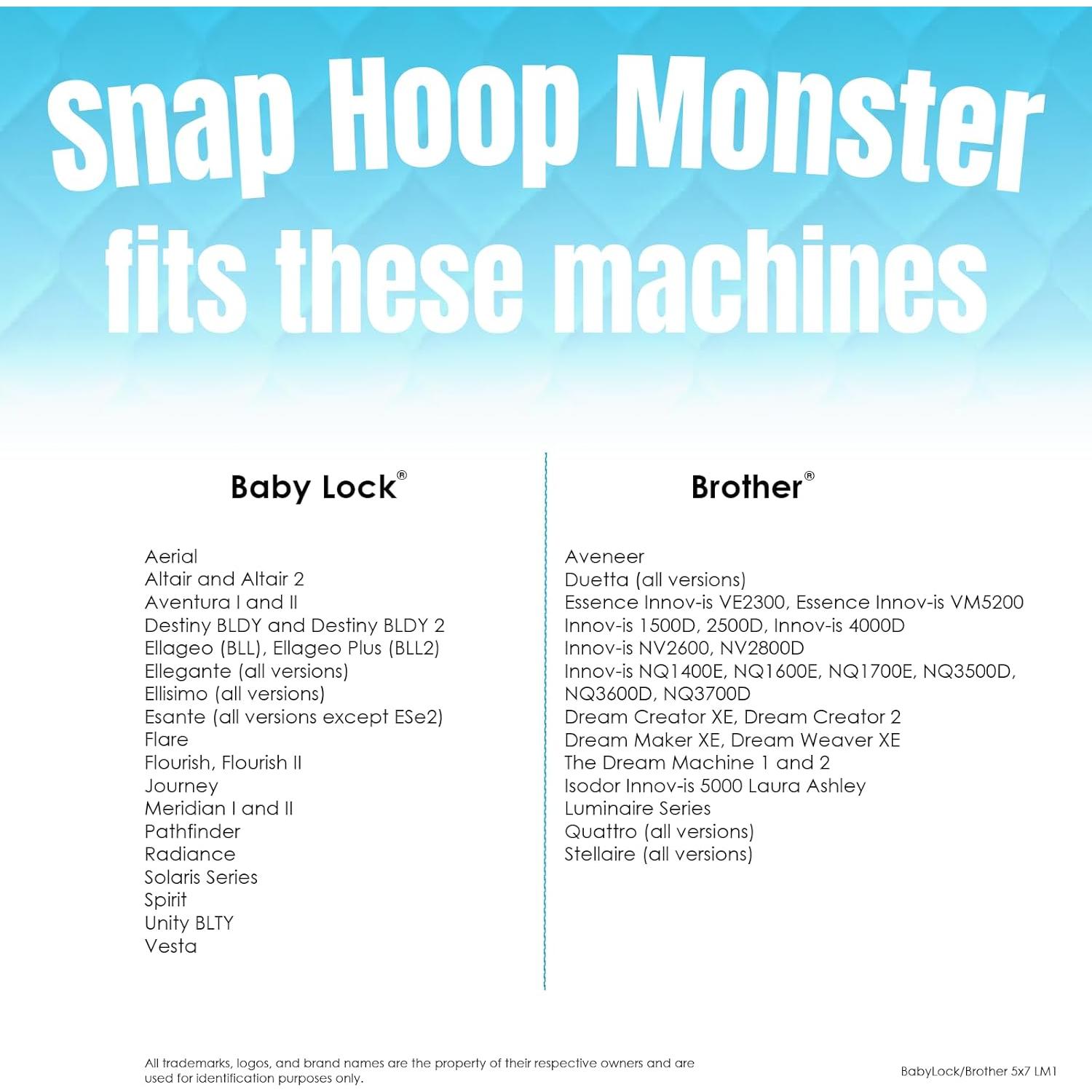 Marco Magnético Snap Hoop Monster 12.7x17.8 cm para Baby Lock/Brother