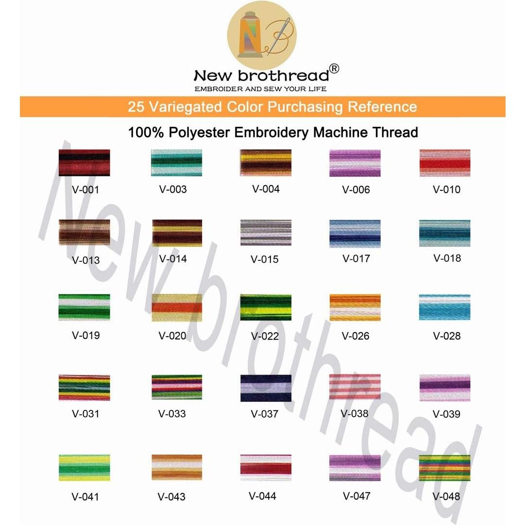 Kit de Hilo de Bordado Variegado New Brothread 25 Colores 500M