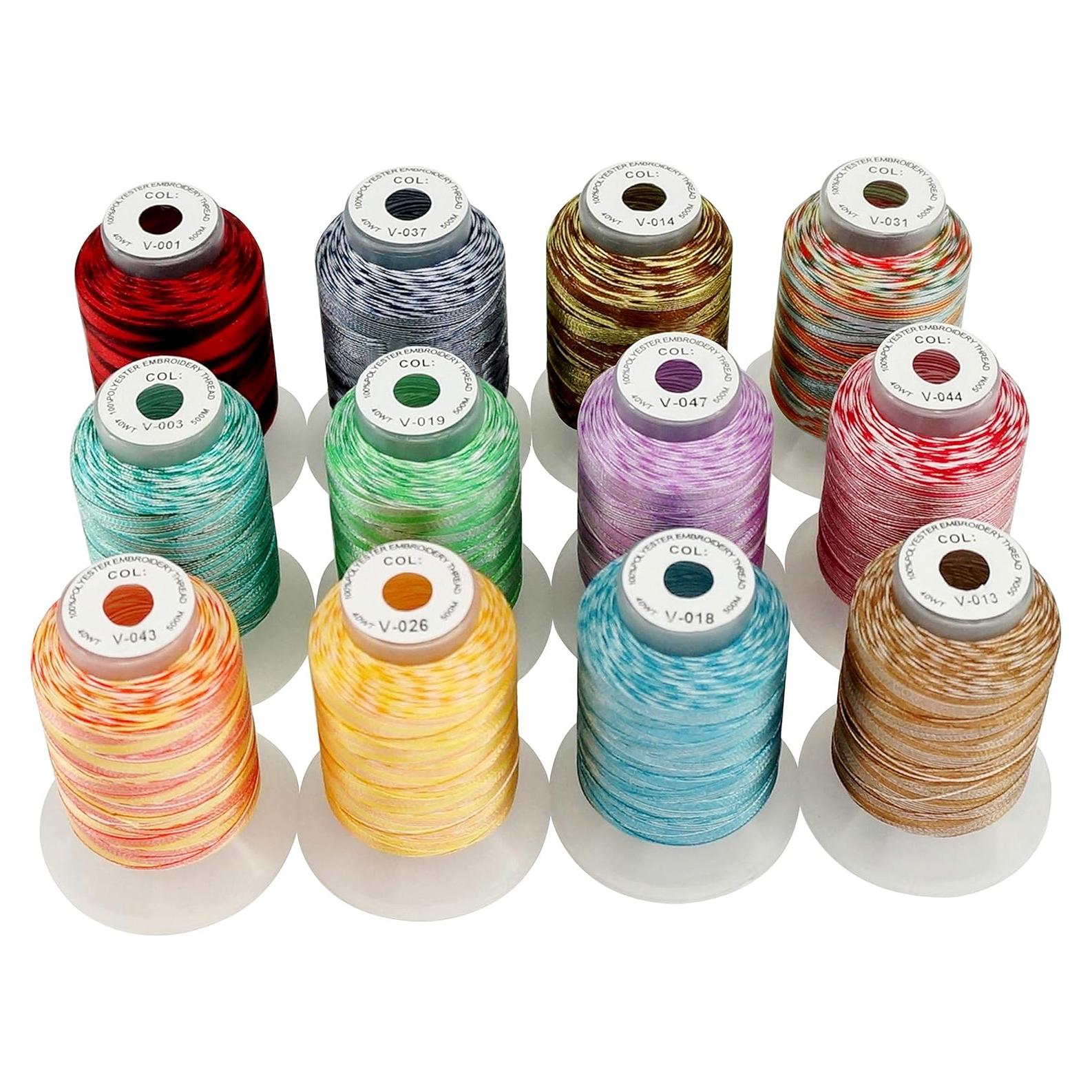 Kit de Hilo de Bordado Variegado 12 Colores 500M Nuevo Brothread