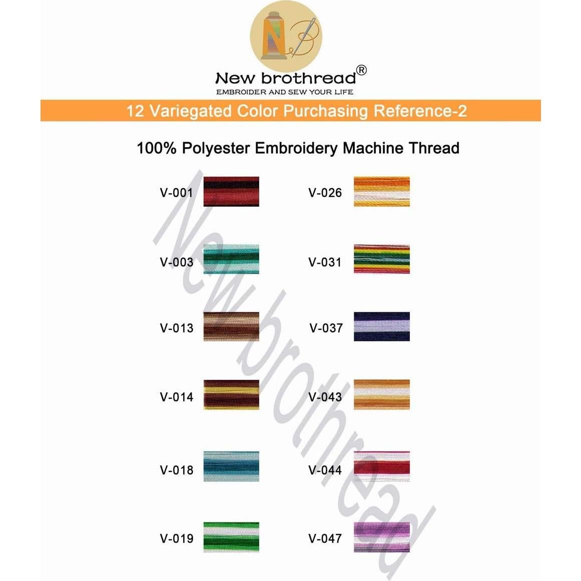 Kit de Hilo de Bordado Variegado 12 Colores 500M Nuevo Brothread