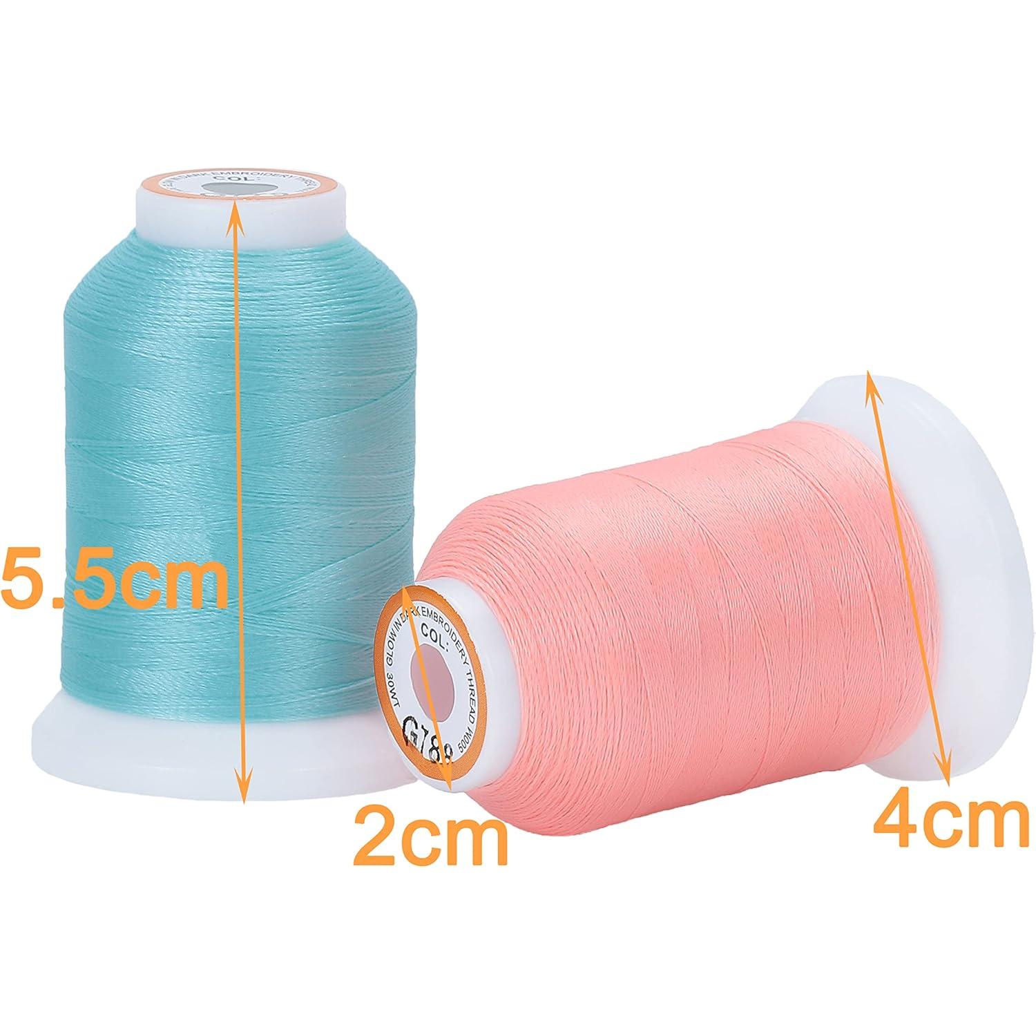 Hilo de Bordado Luminoso en la Oscuridad 8 Colores 30WT 500M