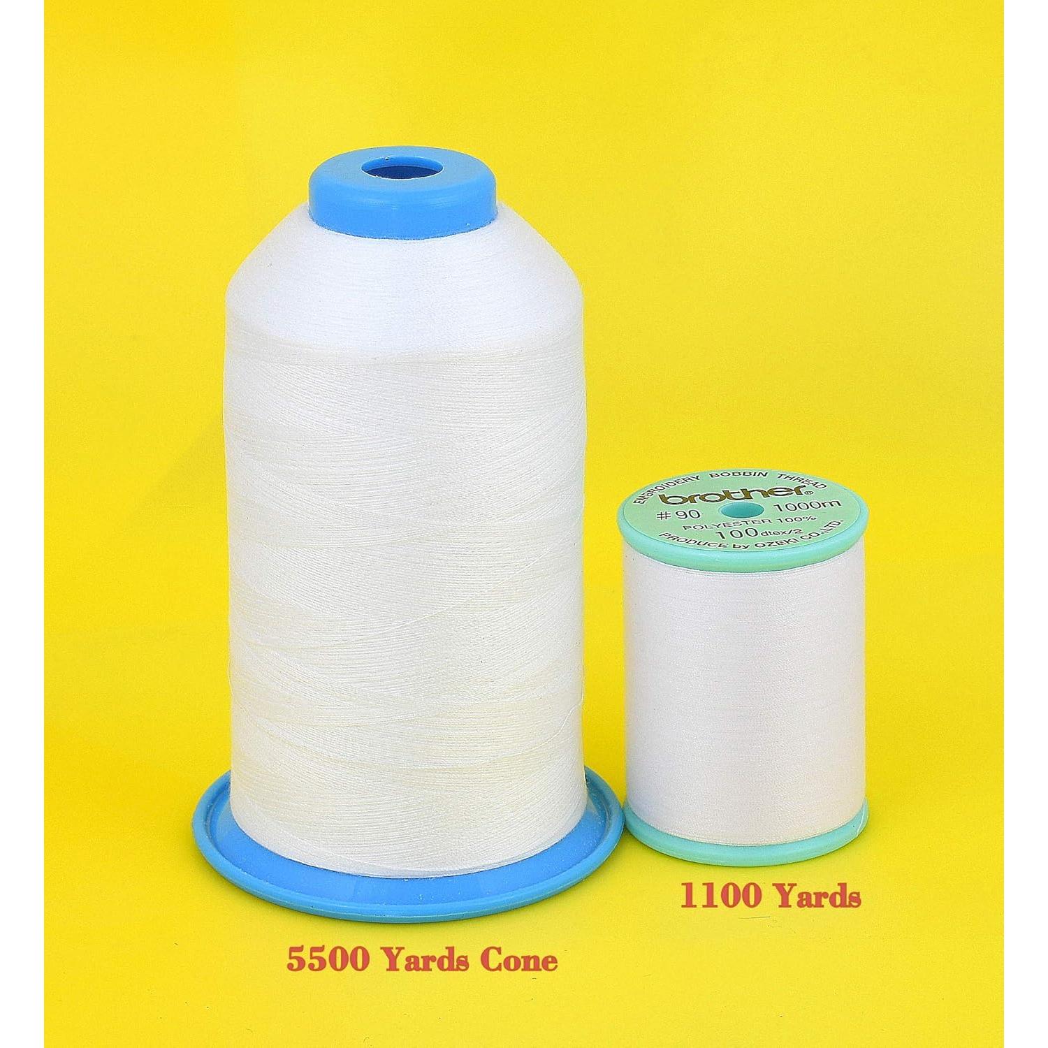 Hilo de Bobina de Bordado a Máquina ThreadNanny 90 WT Blanco - Set de 2 Conos 5500 Yds