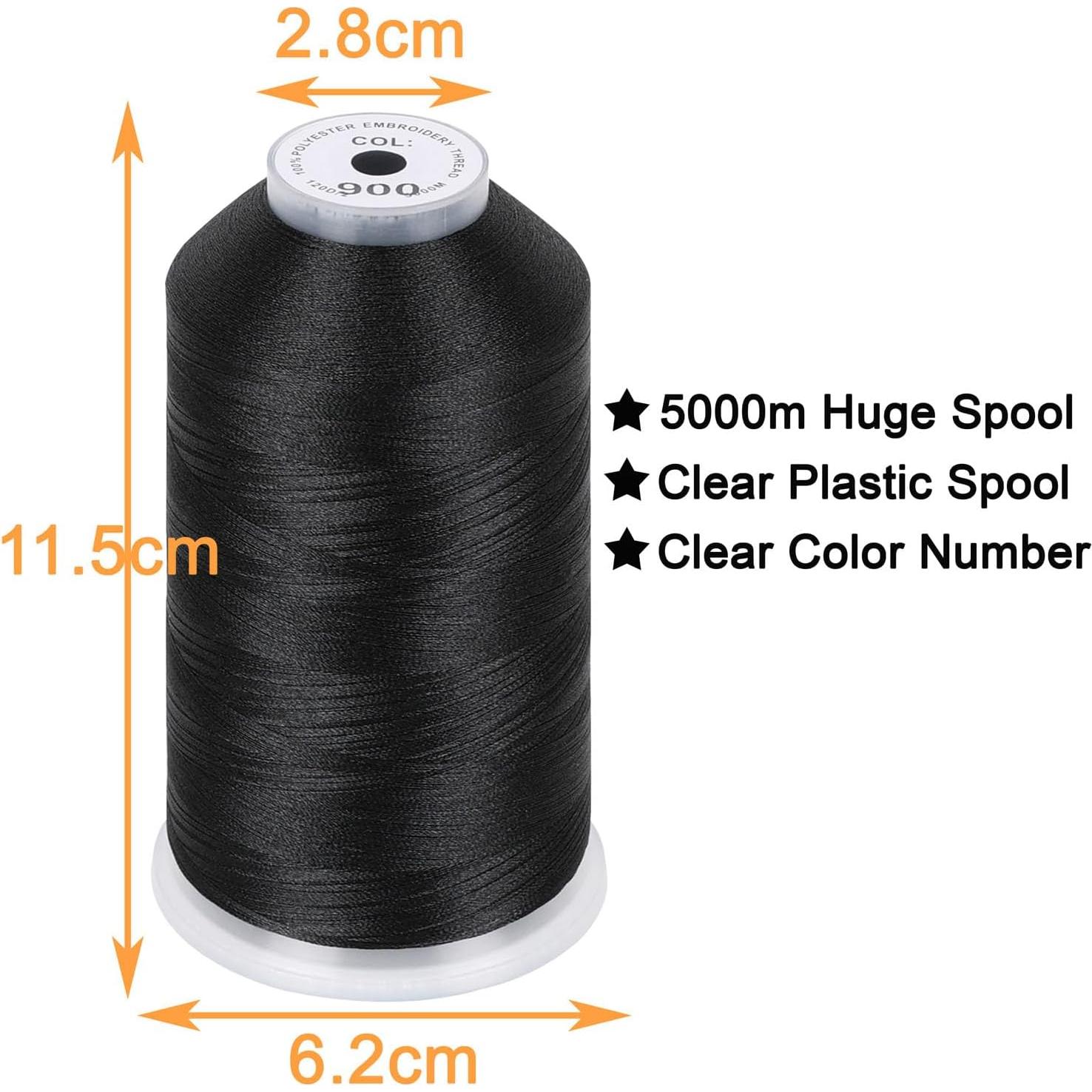 Hilo de Bordado Poliester 40WT New brothread 5000M Negro
