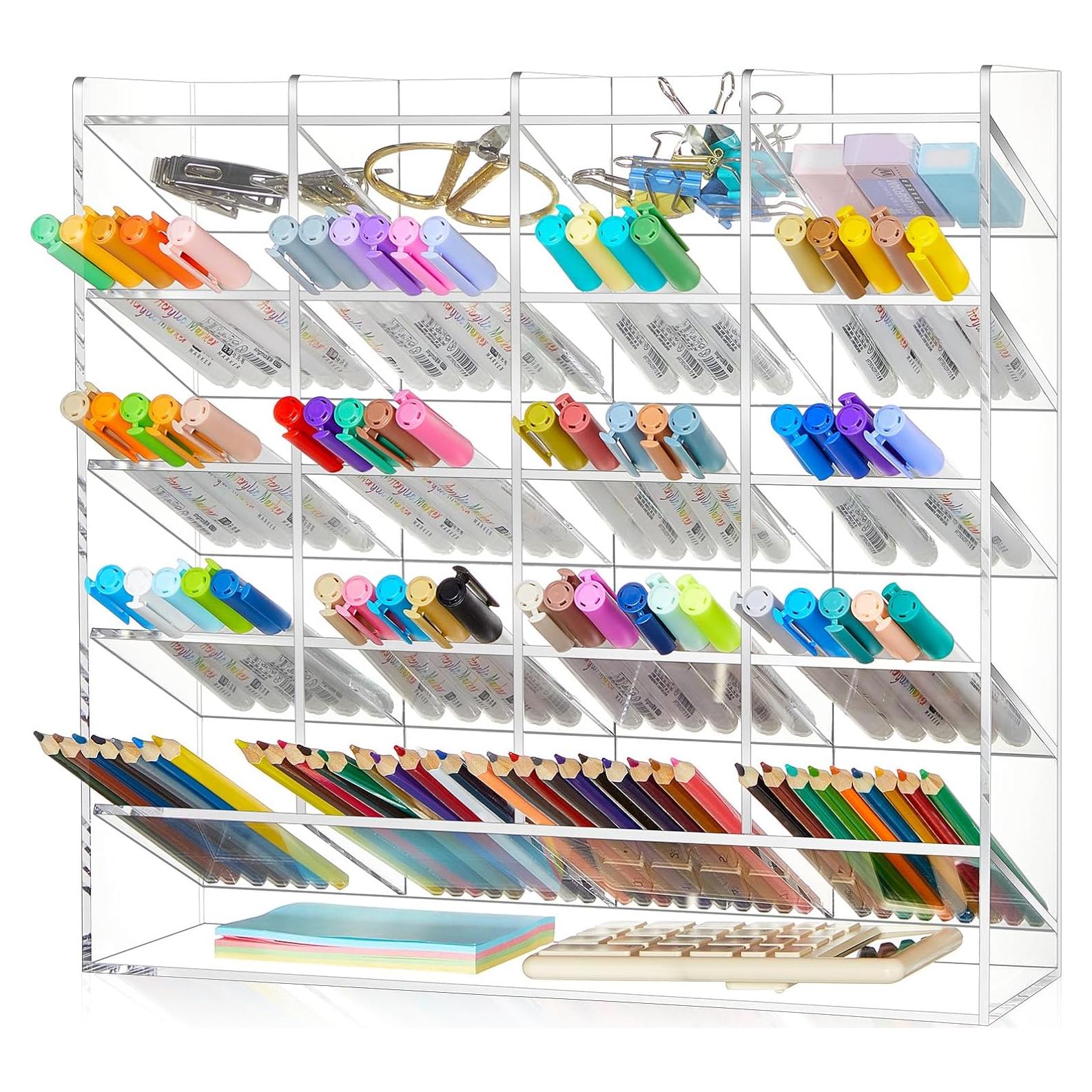 Organizador de bolígrafos MotiMind Acrílico Transparente 21 Compartimentos