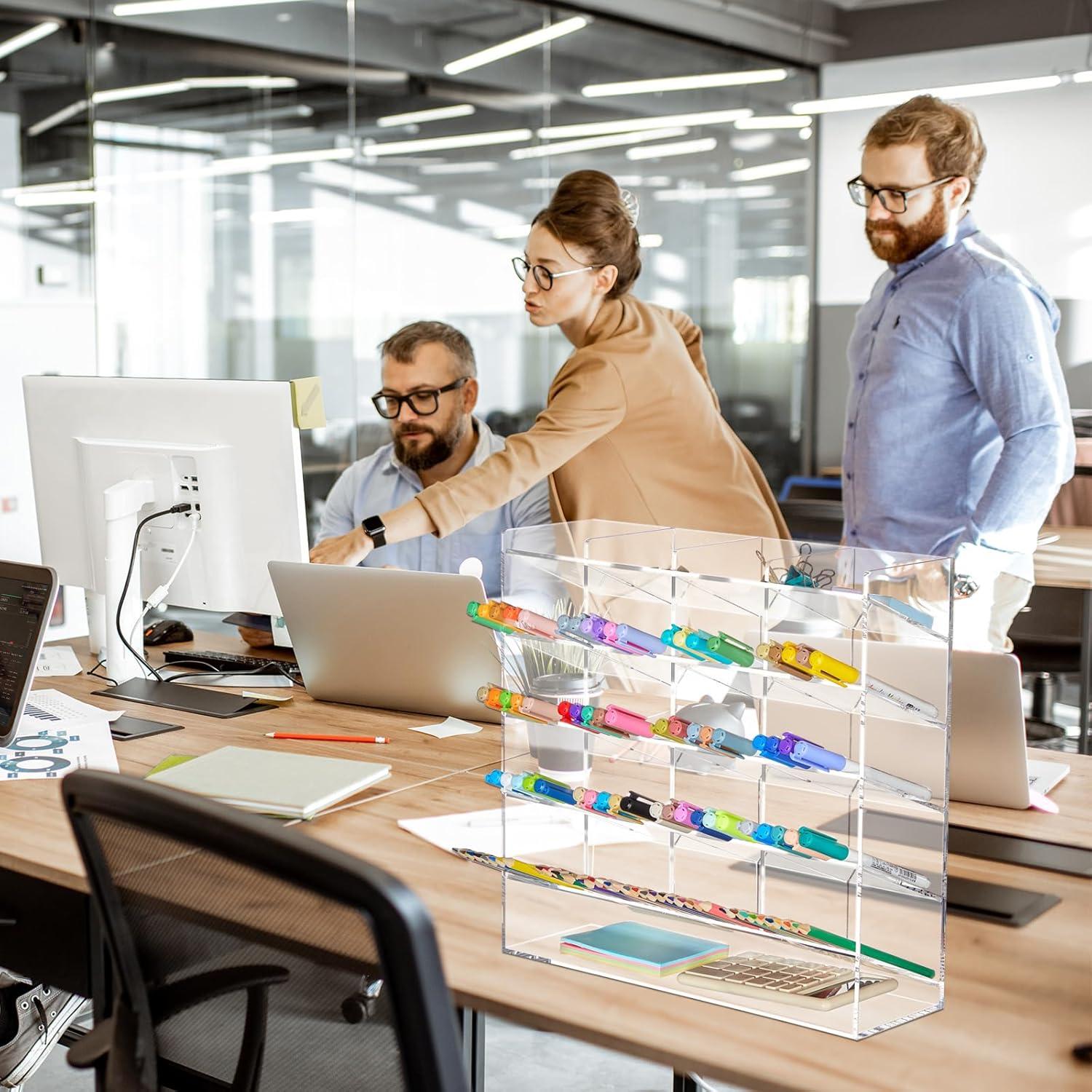 Organizador de bolígrafos MotiMind Acrílico Transparente 21 Compartimentos