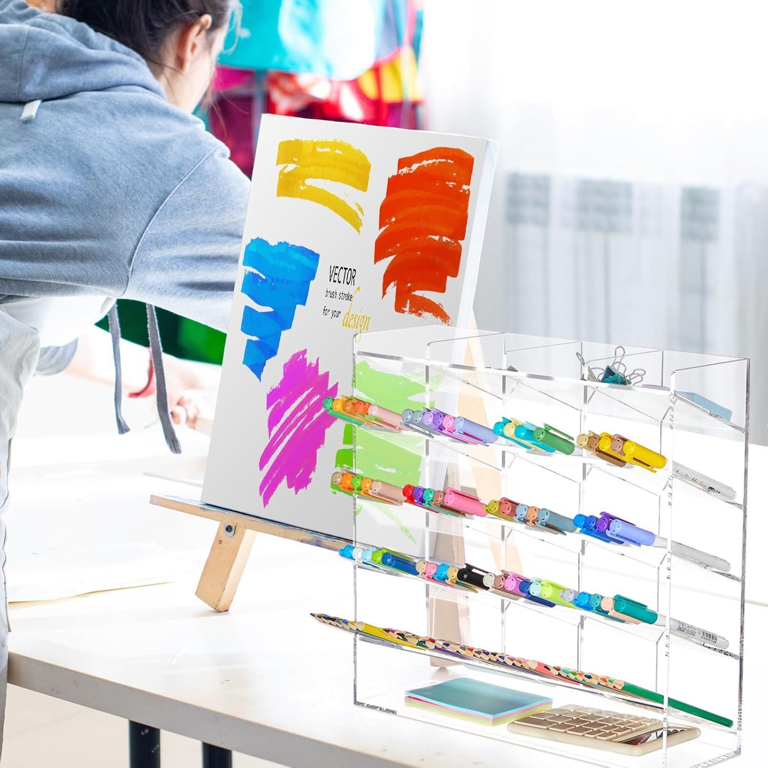 Organizador de bolígrafos MotiMind Acrílico Transparente 21 Compartimentos