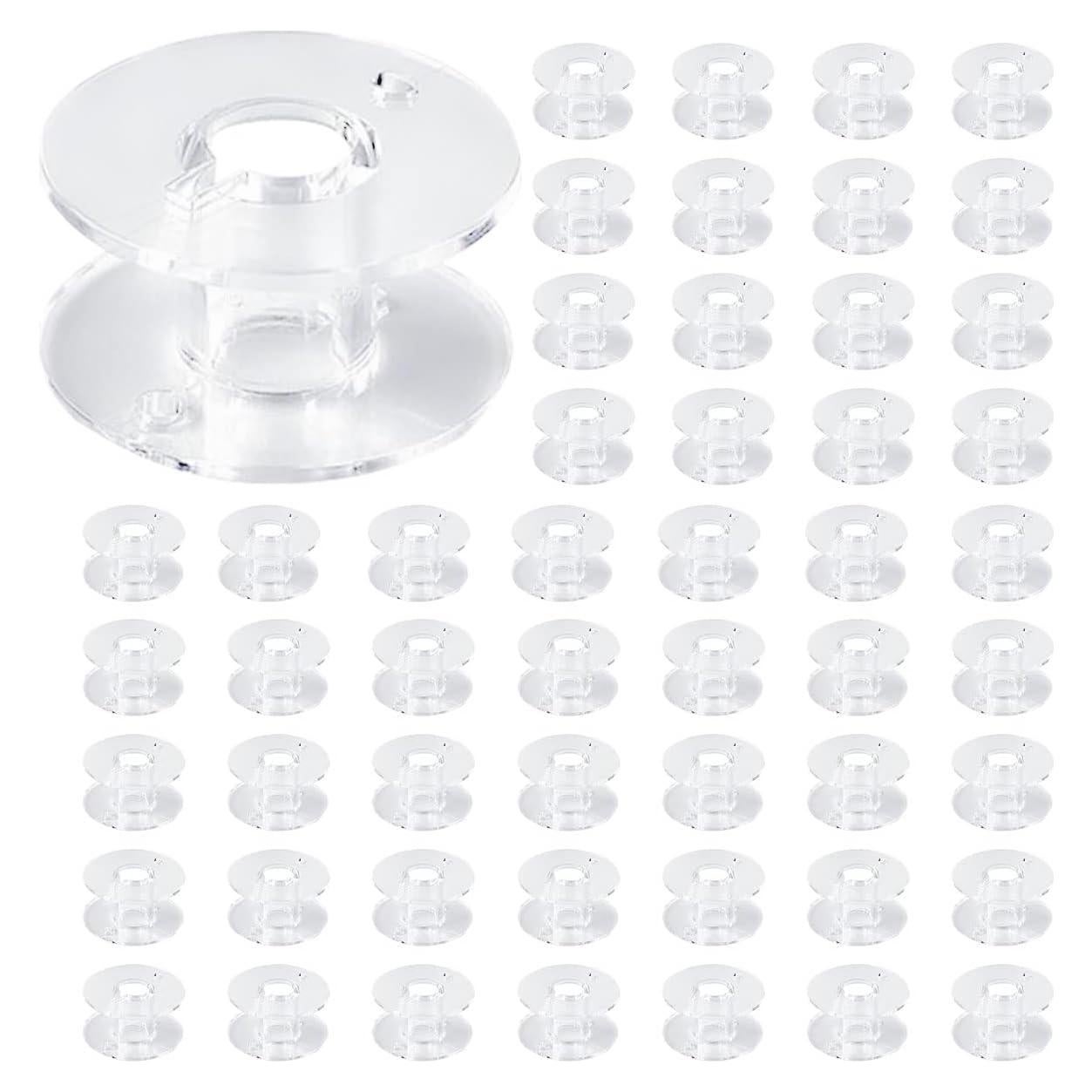 50 Bobinas de Plástico Transparente para Máquina de Coser Yuntop