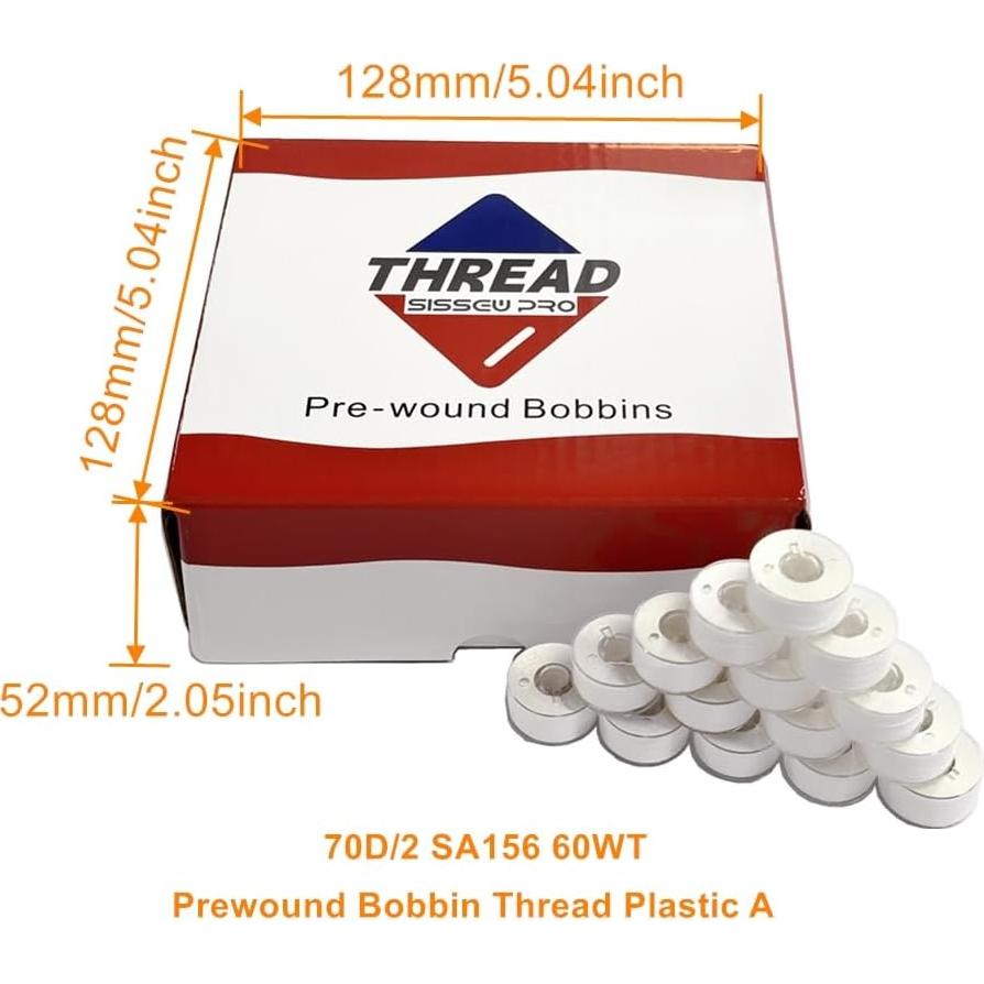 Bobinas de Hilo Preenrolladas Sissew Pro 144pcs 70D/2 Blanco