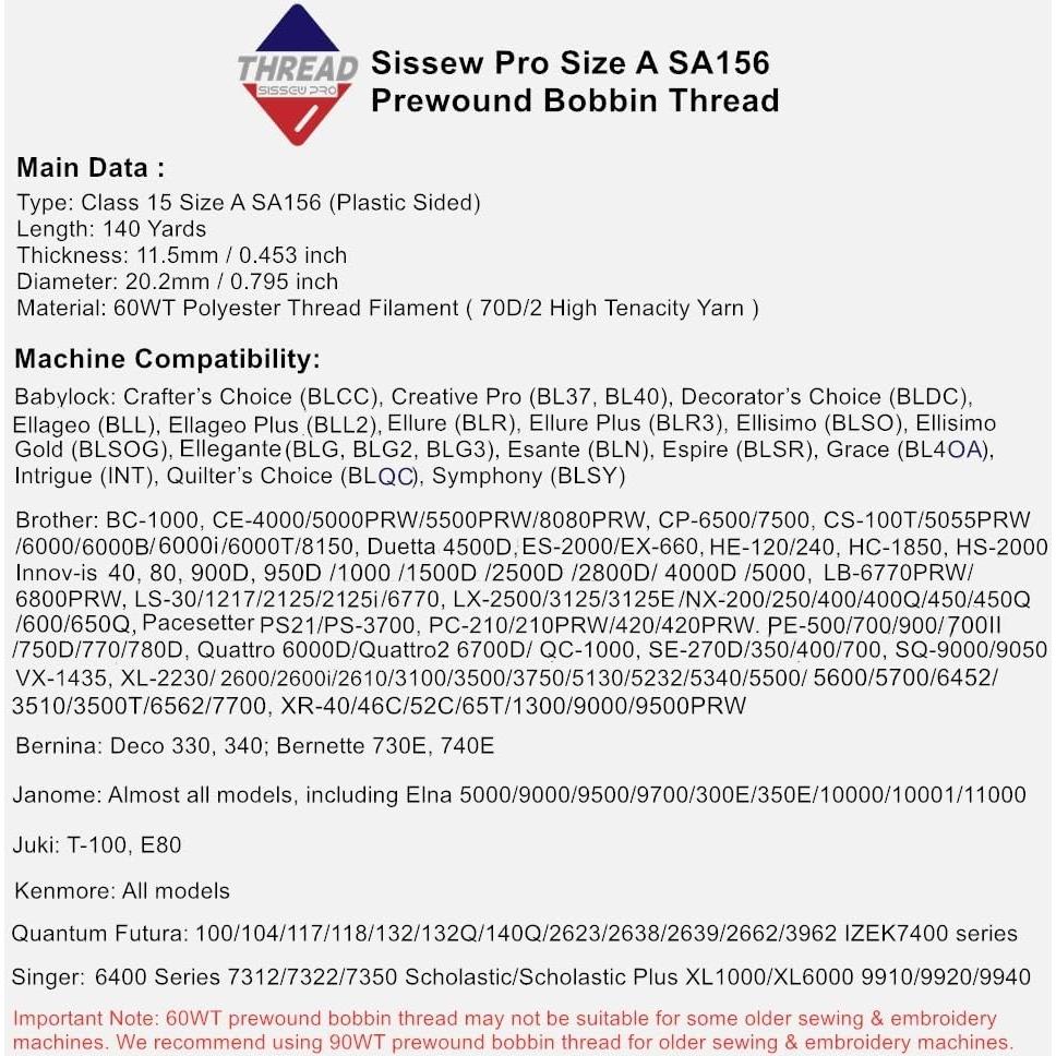 Bobinas de Hilo Preenrolladas Sissew Pro 144pcs 70D/2 Blanco