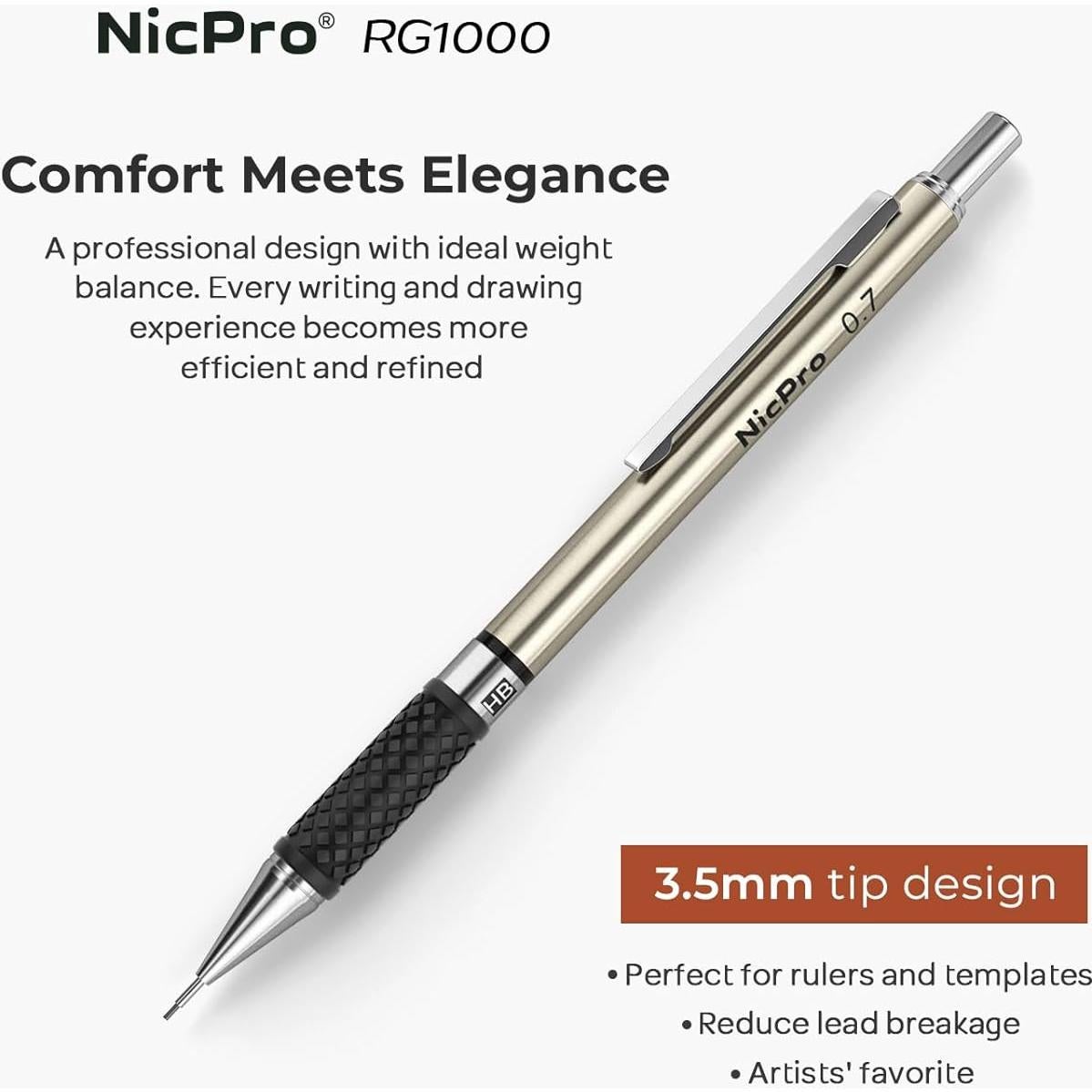 Juego de lápices mecánicos Nicpro 0.7 mm con estuche