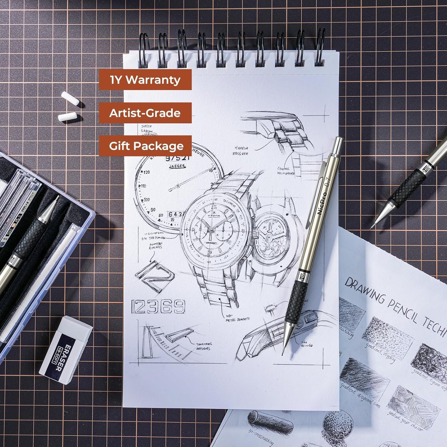 Juego de lápices mecánicos Nicpro 0.7 mm con estuche