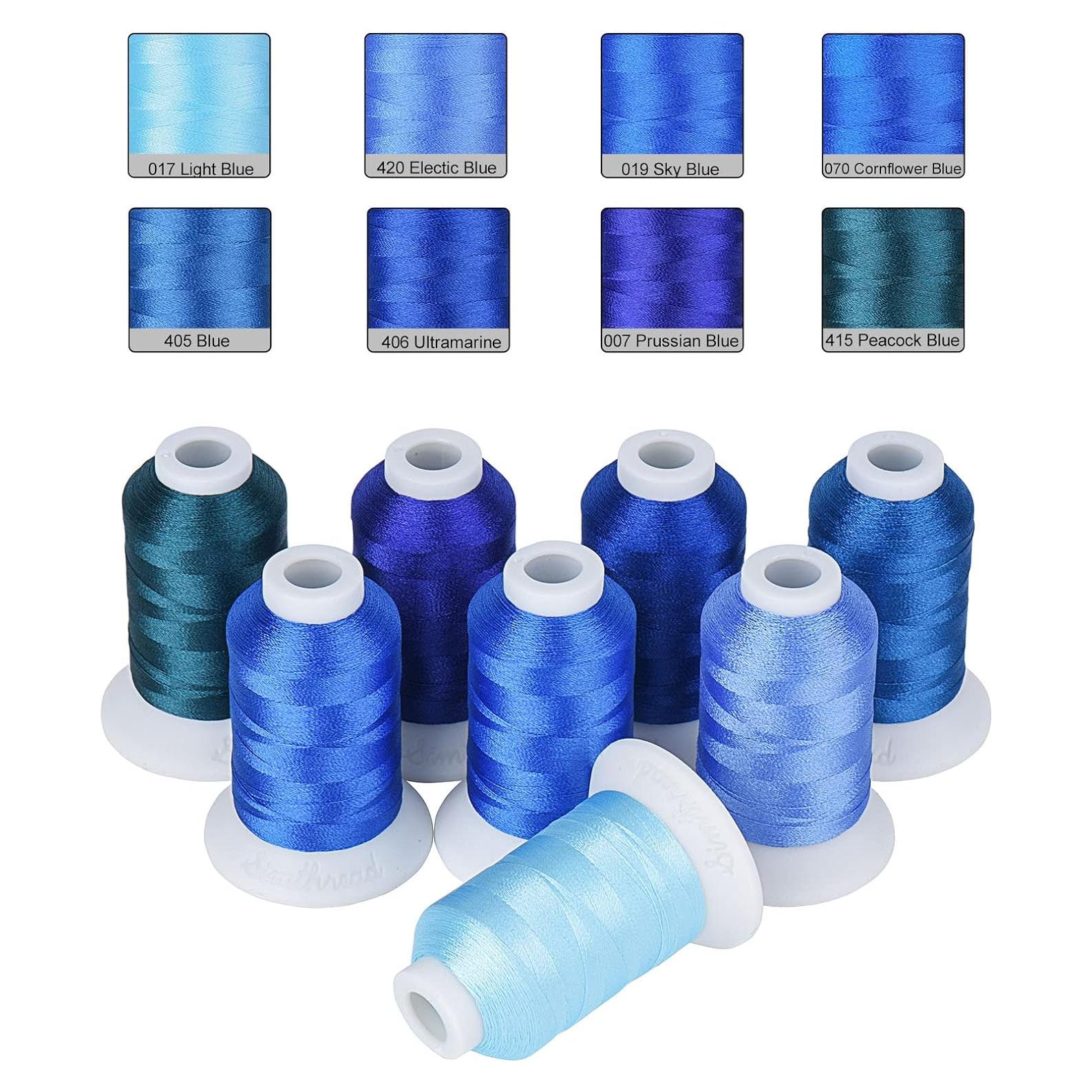 Hilo de Bordado Simthread 8 Colores Azul 550 Yardas 100% Poliester
