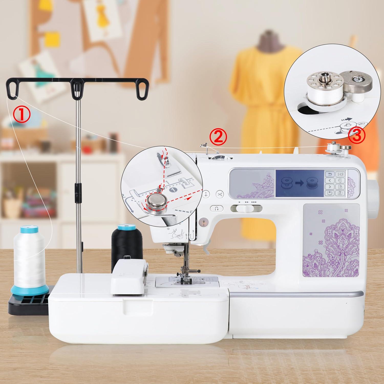 Conjunto de 2 hilos de bobina blanca 60WT 5000M para bordar