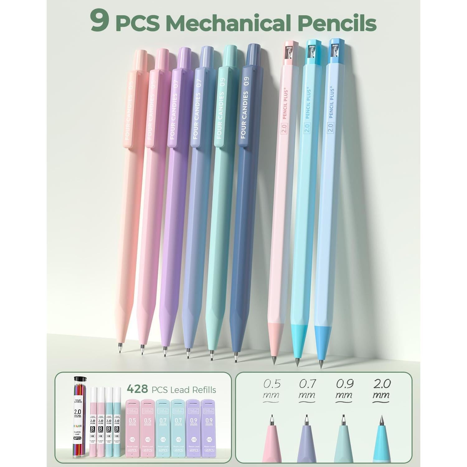 Estuche de Lápiz Cuatro Caramelos con 56 Suministros Escolares