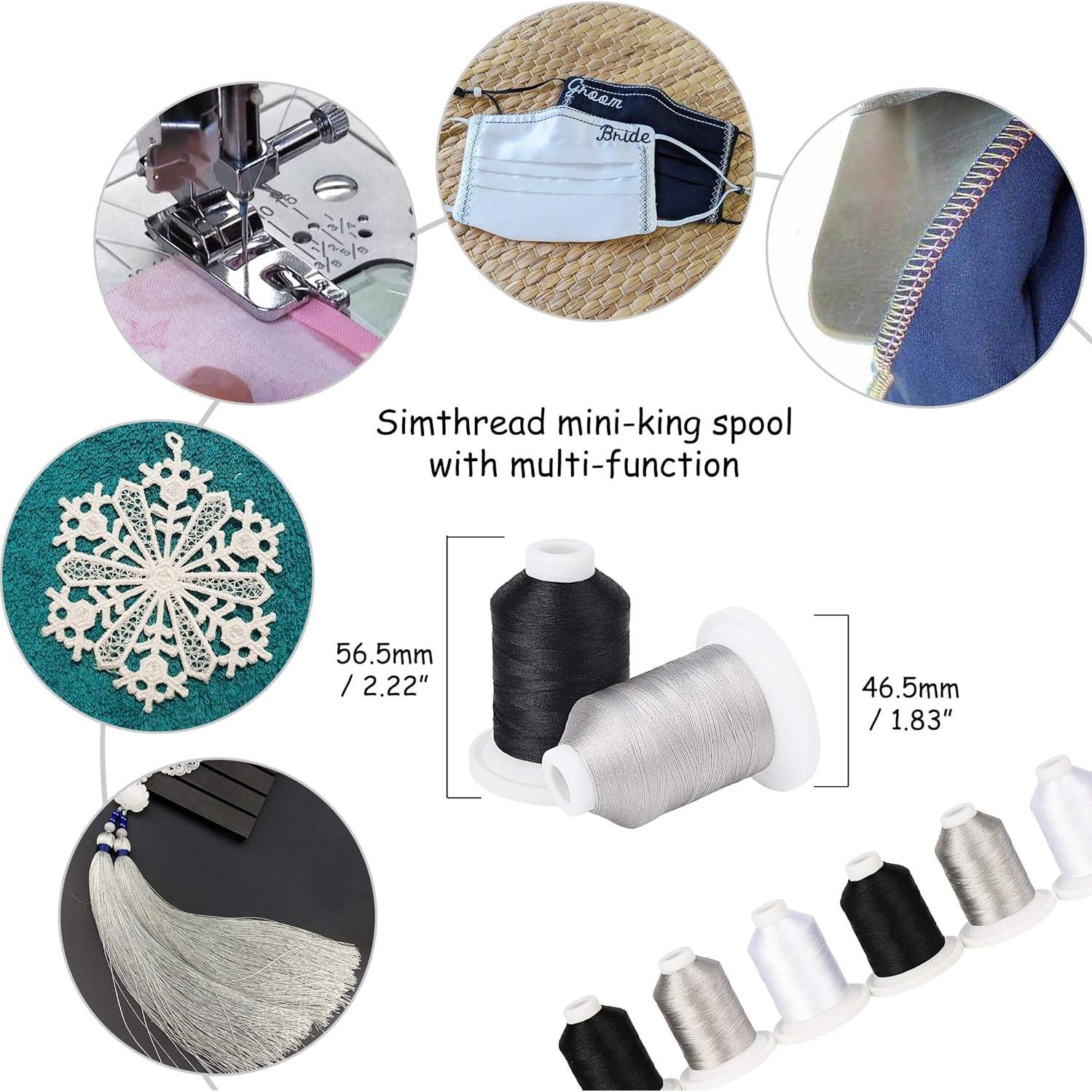 Kit de Hilo para Bordado Simthread 21 Bobinas 800Y Negro Blanco Gris