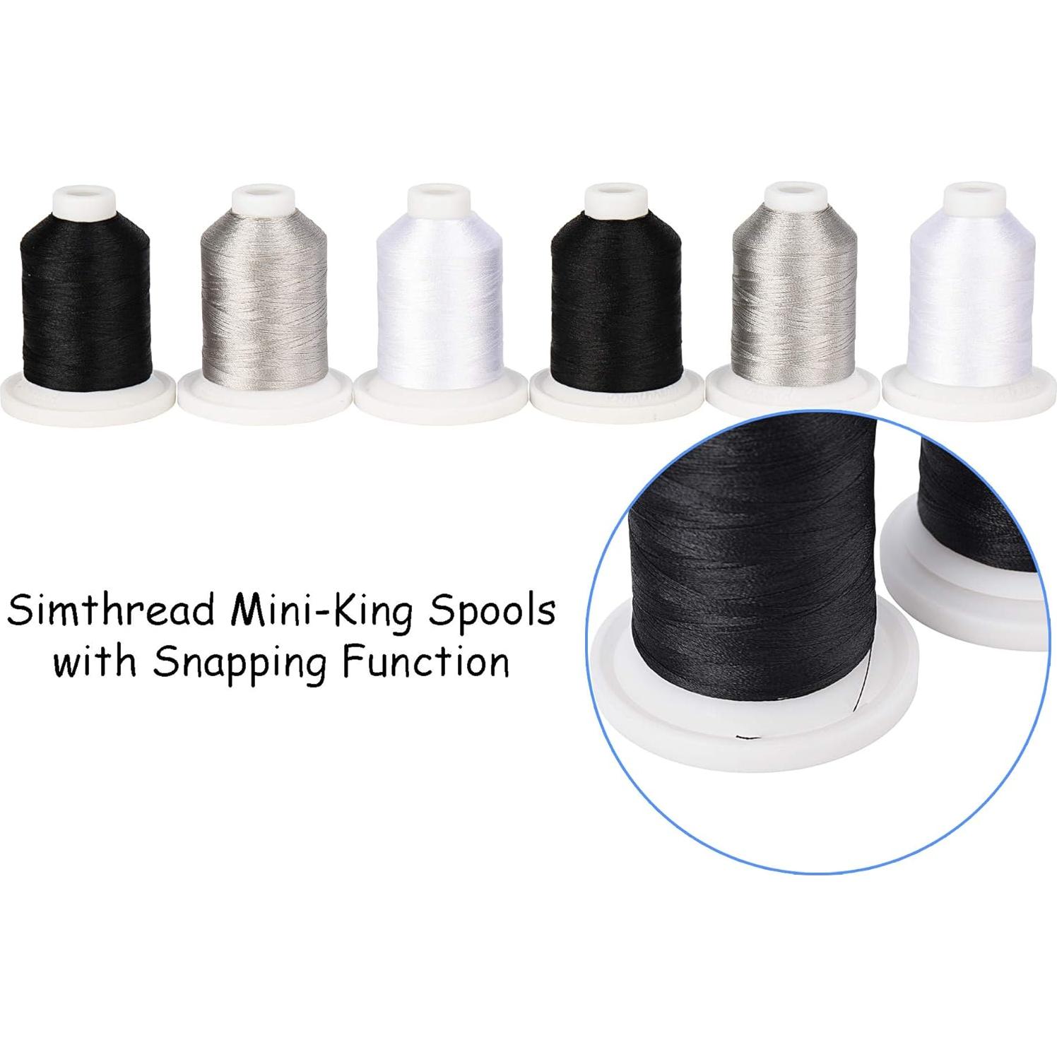 Kit de Hilo para Bordado Simthread 21 Bobinas 800Y Negro Blanco Gris