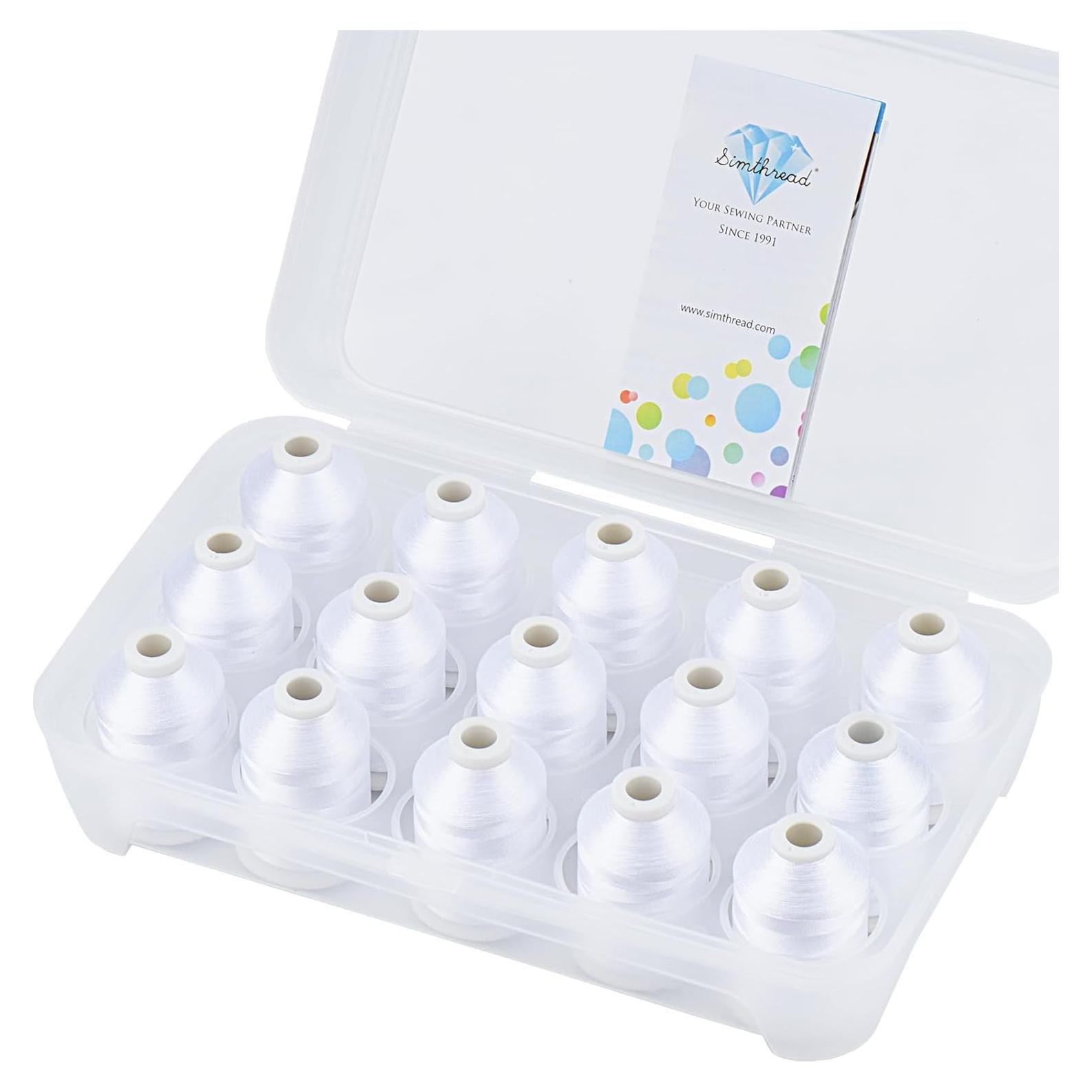 Set de Hilos de Bordado a Máquina Simthread 15 Bobinas 1000m Blanco