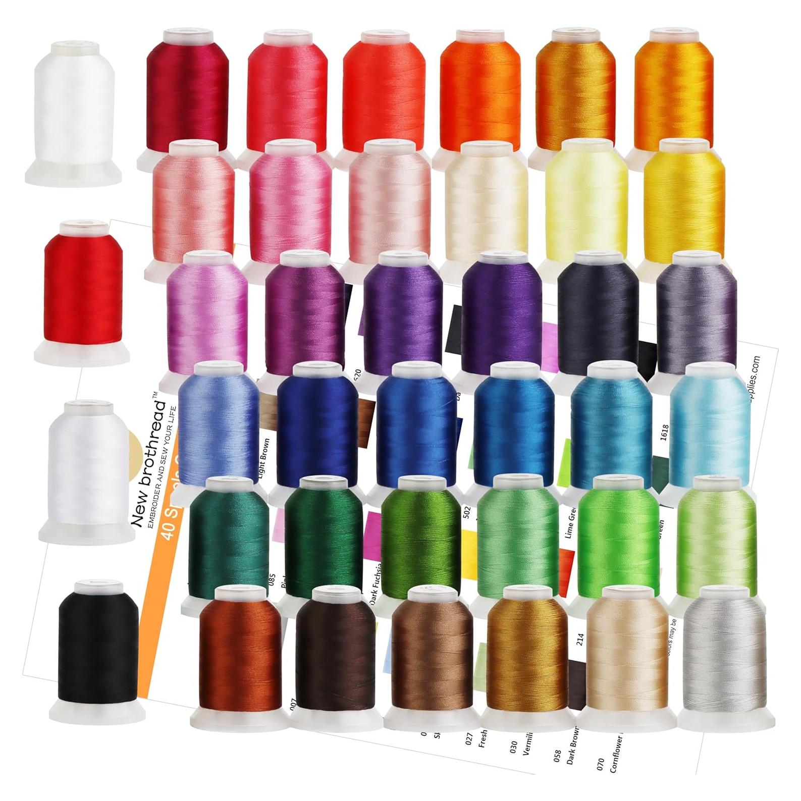 Hilos de Bordado a Máquina 100% Poliester 40 Colores 550yd