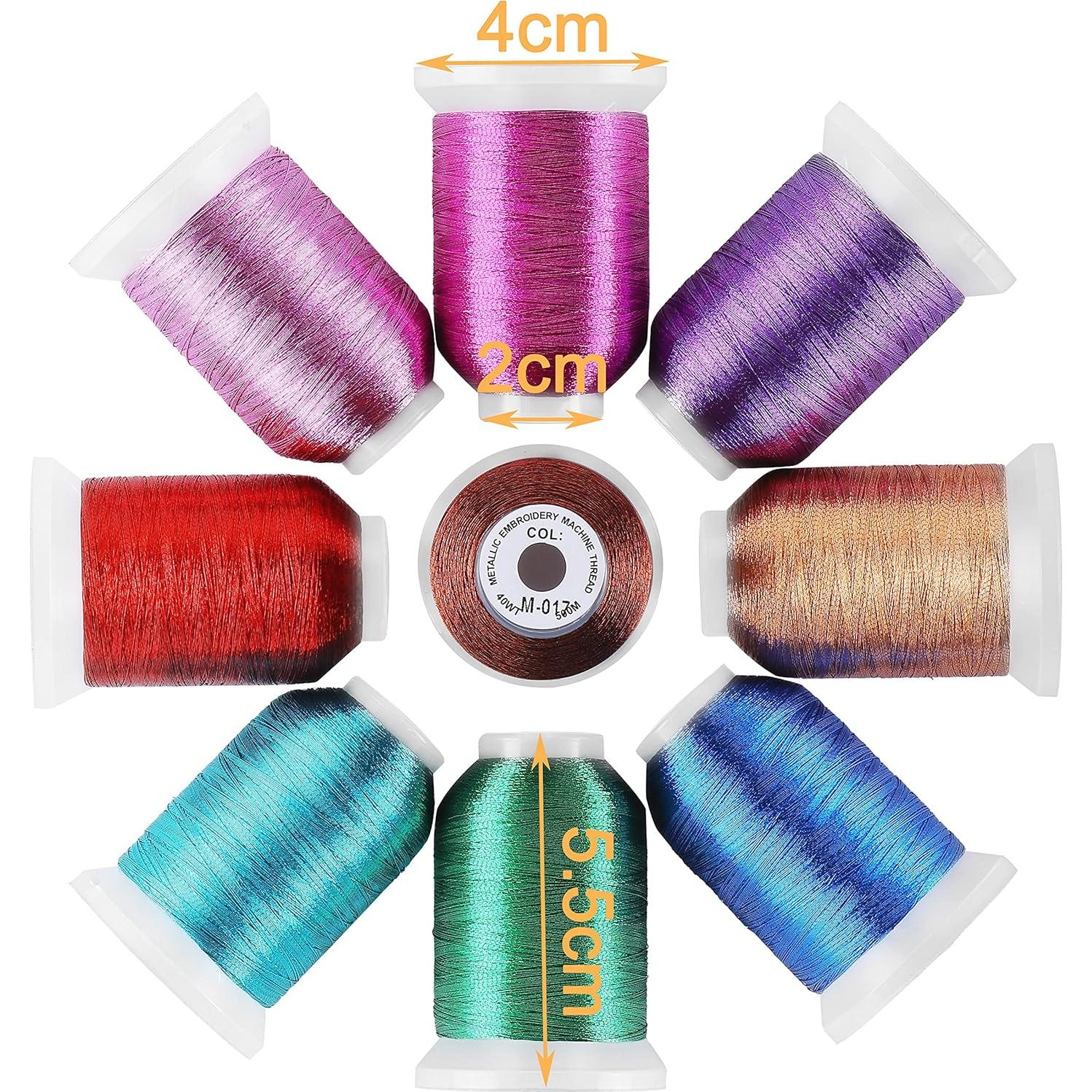 Kit de Hilo de Bordado Metálico 9 Colores 500M Nuevo Brothread
