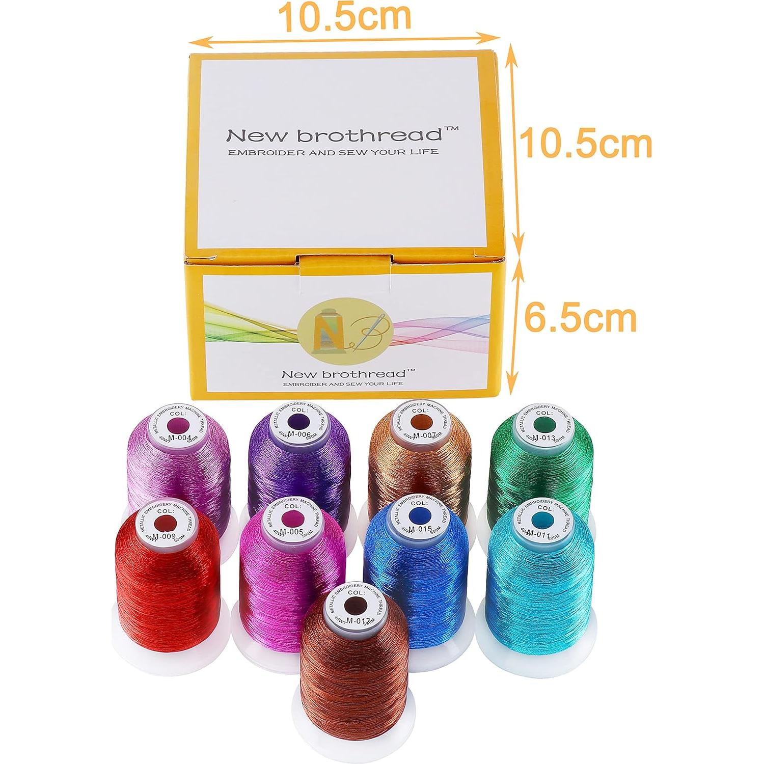 Kit de Hilo de Bordado Metálico 9 Colores 500M Nuevo Brothread