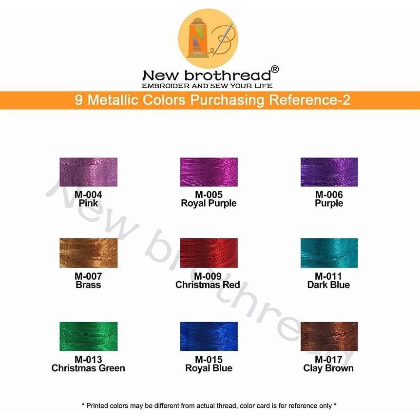 Kit de Hilo de Bordado Metálico 9 Colores 500M Nuevo Brothread