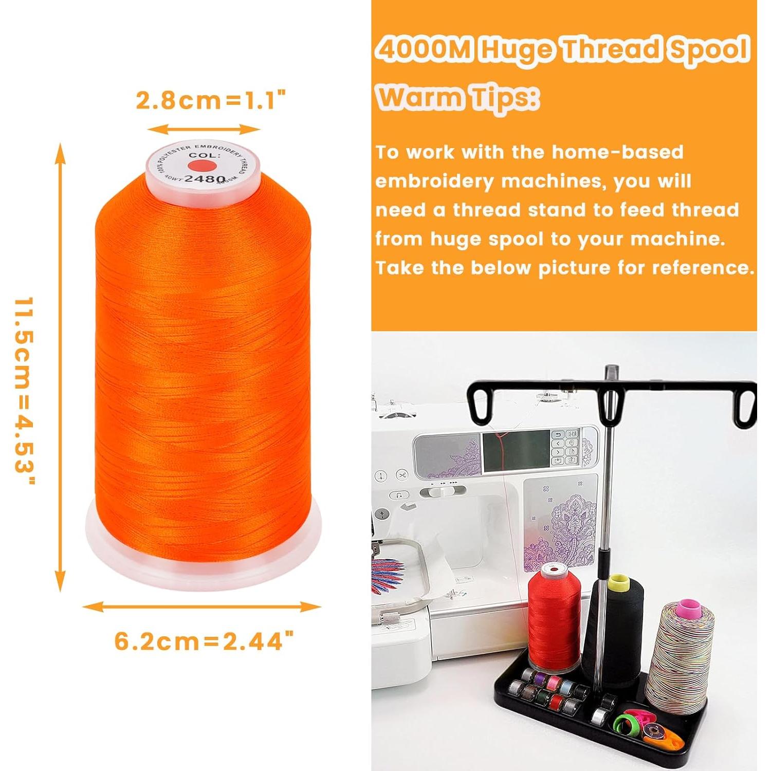 Carrete de Hilo de Bordado 4000M New brothread Naranja Neón