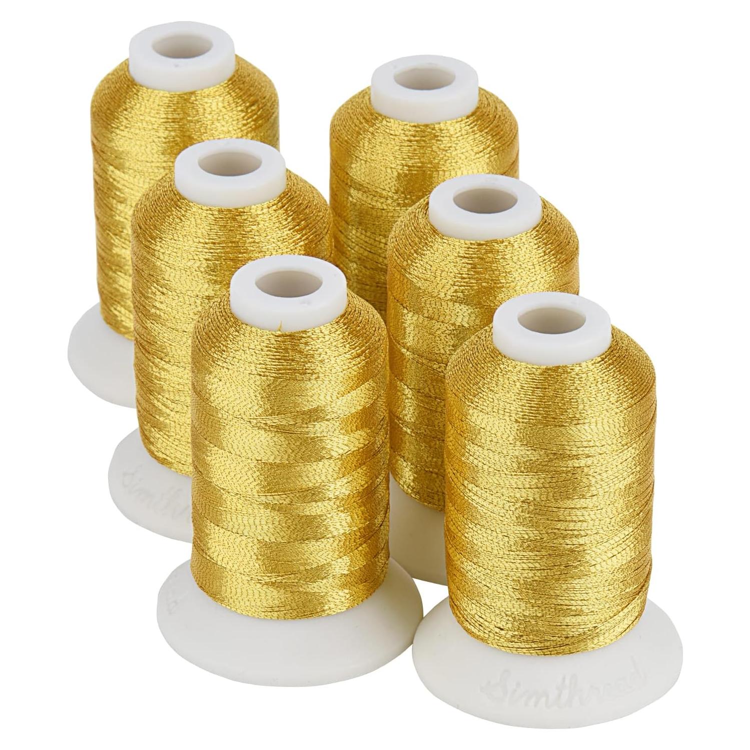Hilo Metálico Dorado Simthread 500M para Bordado y Costura