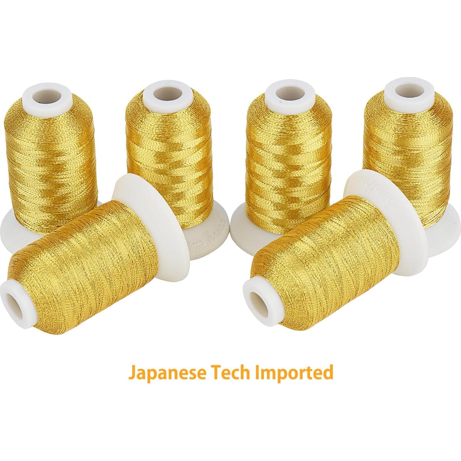 Hilo Metálico Dorado Simthread 500M para Bordado y Costura