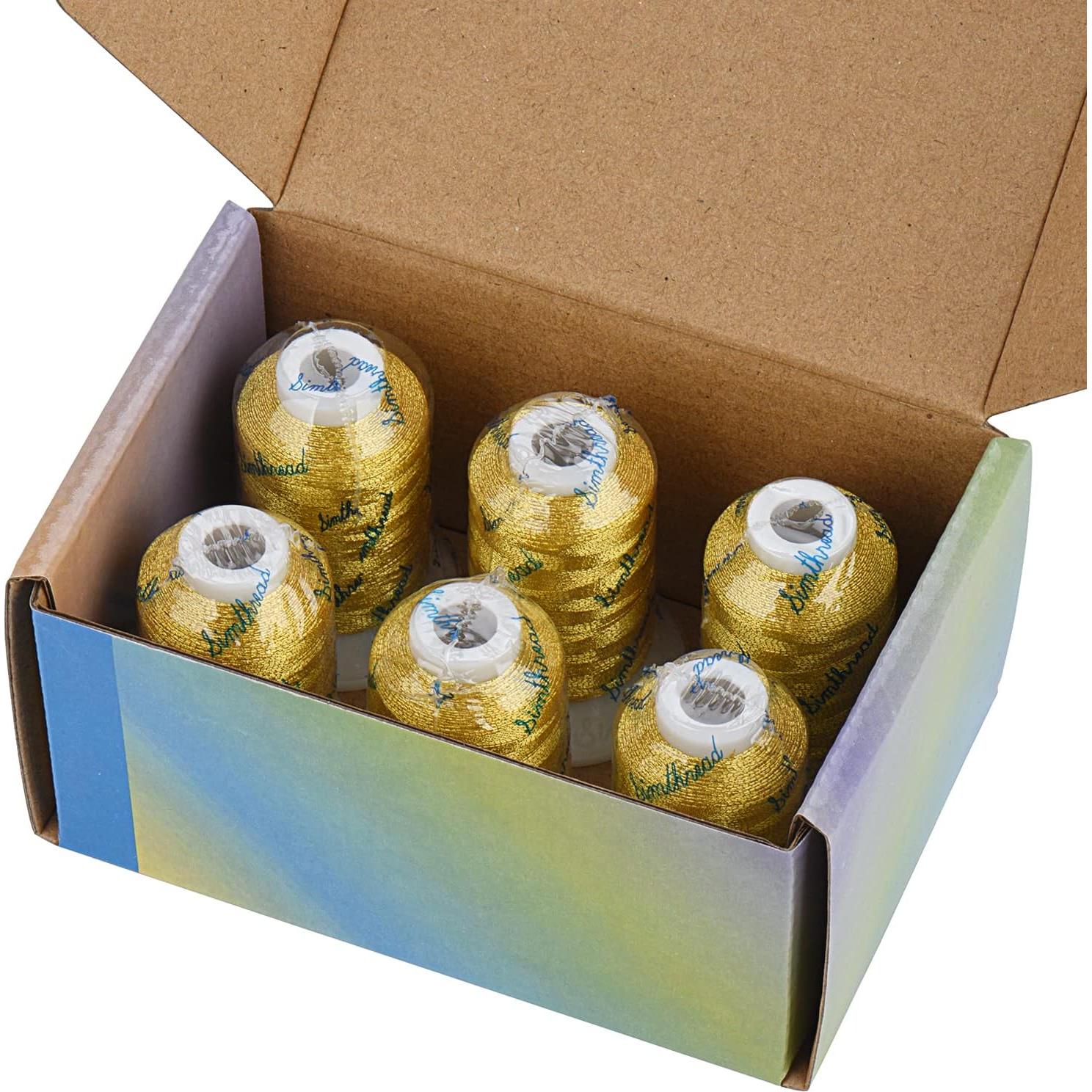 Hilo Metálico Dorado Simthread 500M para Bordado y Costura