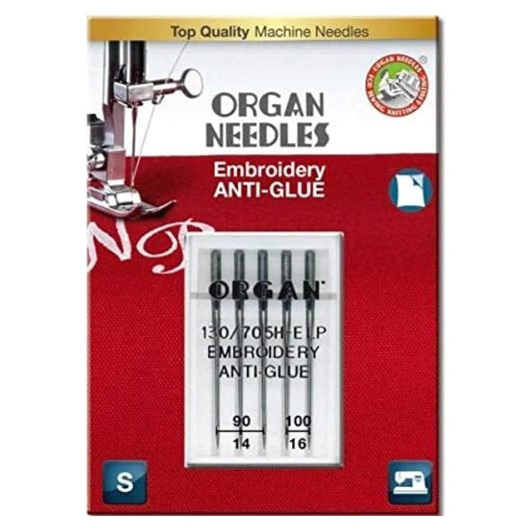 Organ Anti-Glue Super NonStick Embroidery Sewing Machine Assorted Needles – Size 90/14 & 100/16
