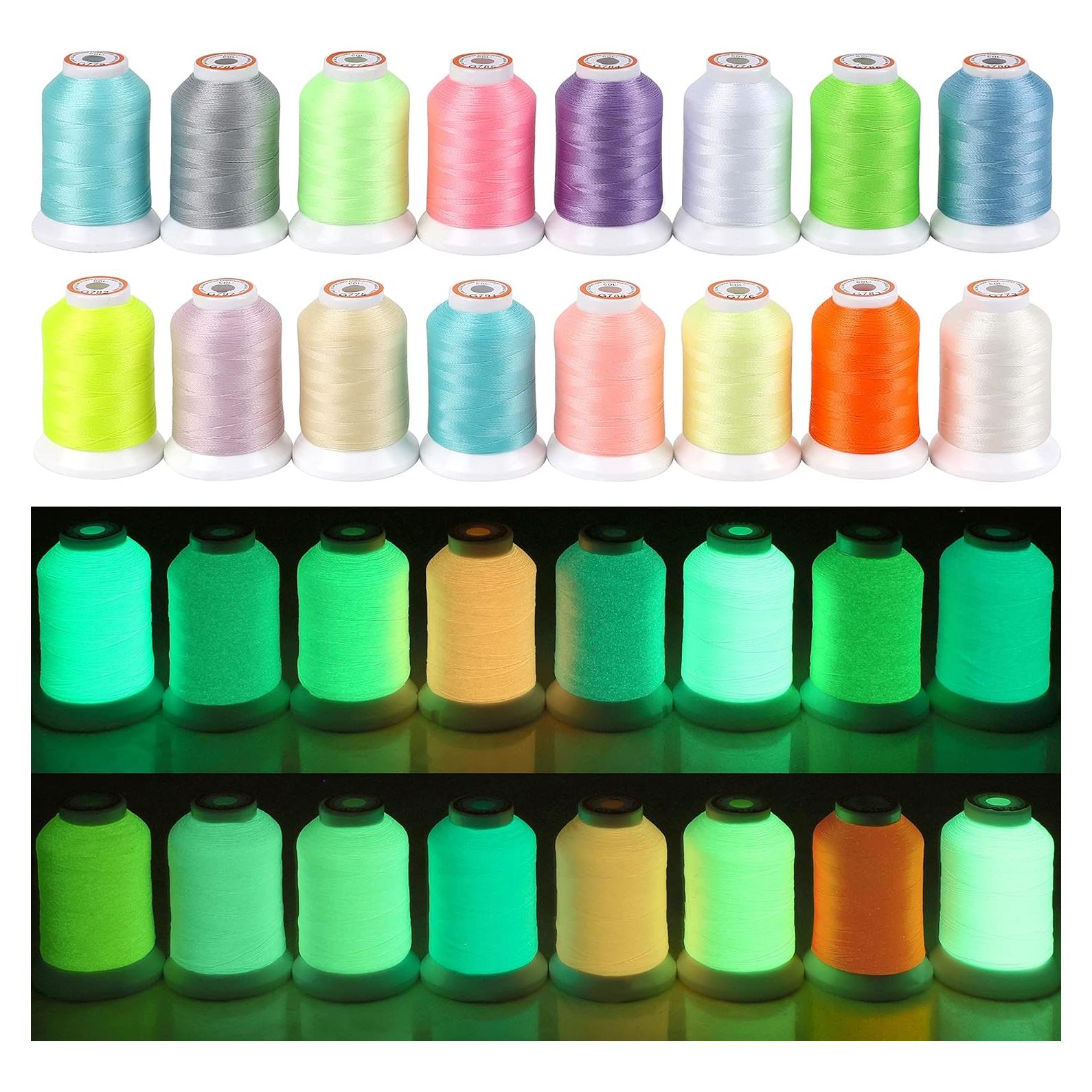 Hilo de Bordado que Brilla en la Oscuridad 16 Colores 30WT 500M