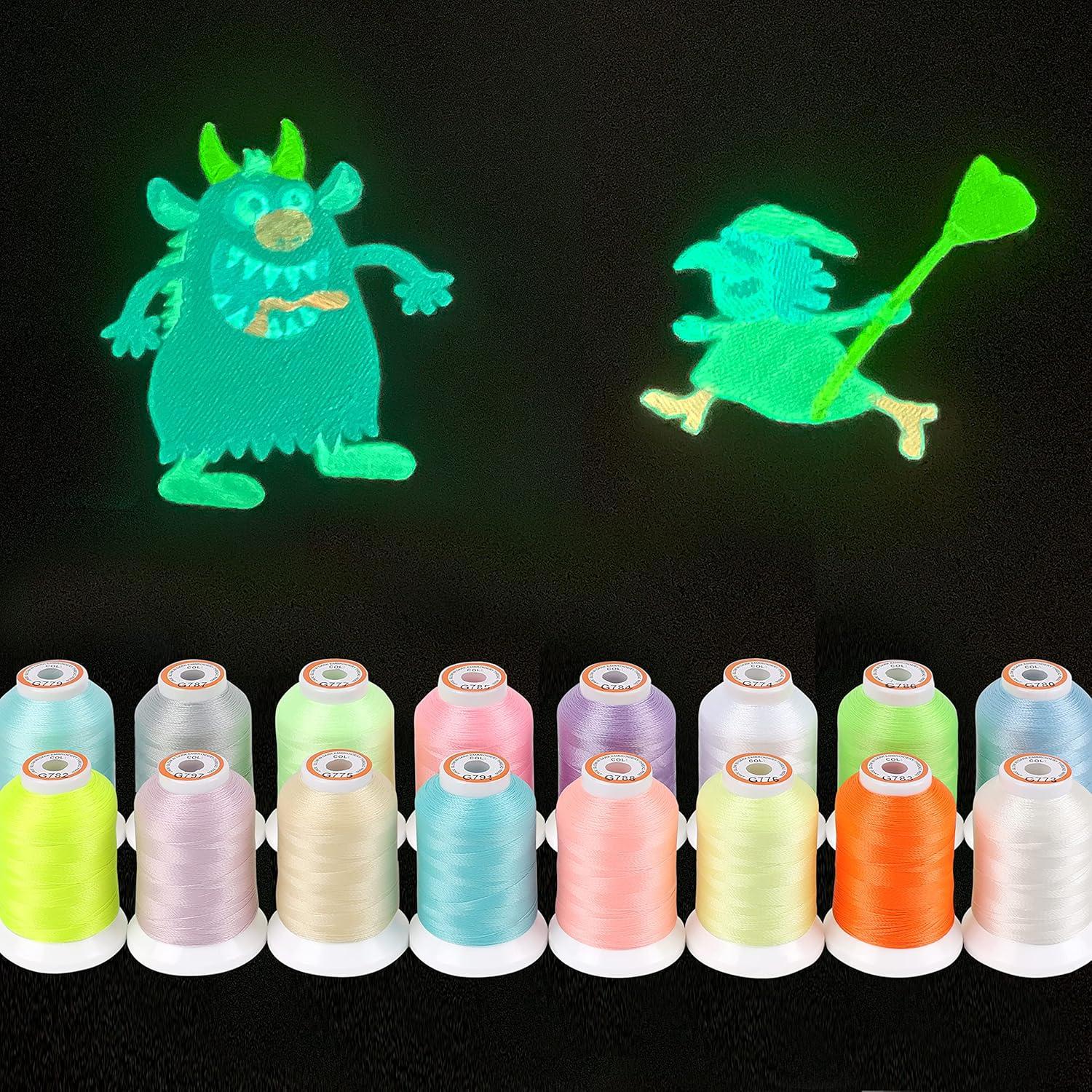 Hilo de Bordado que Brilla en la Oscuridad 16 Colores 30WT 500M