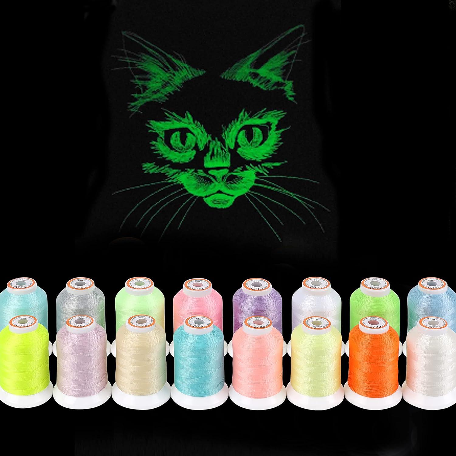 Hilo de Bordado que Brilla en la Oscuridad 16 Colores 30WT 500M