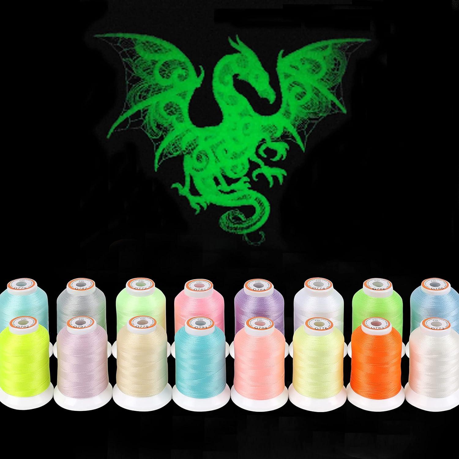 Hilo de Bordado que Brilla en la Oscuridad 16 Colores 30WT 500M