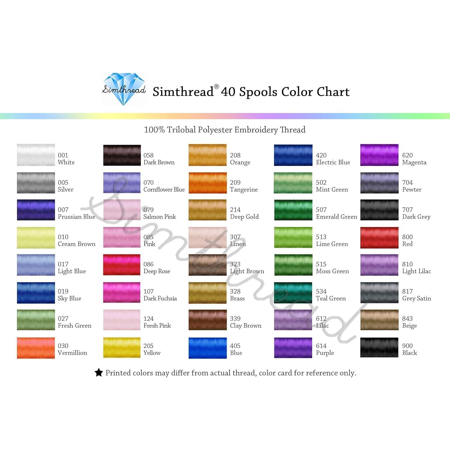 Kit de Bordado Simthread 40 Hilos Poliester 500M + Estabilizador