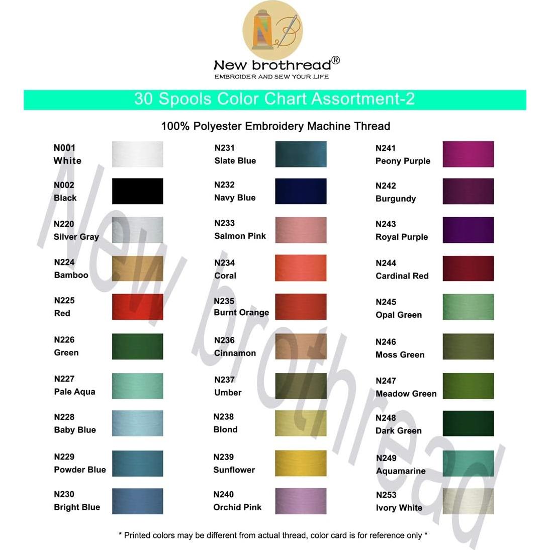 Kit de Hilo de Bordado Poliester 30 Colores New brothread 500m