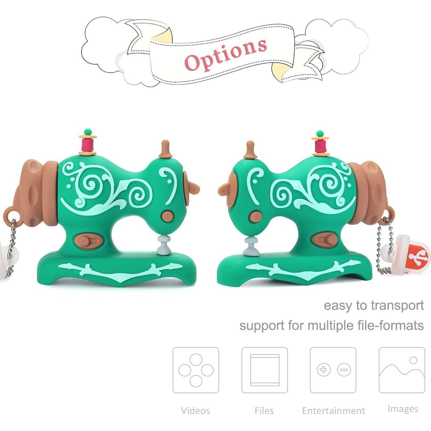 Unidad Flash USB Leizhan 16GB Verde Diseño Máquina de Coser