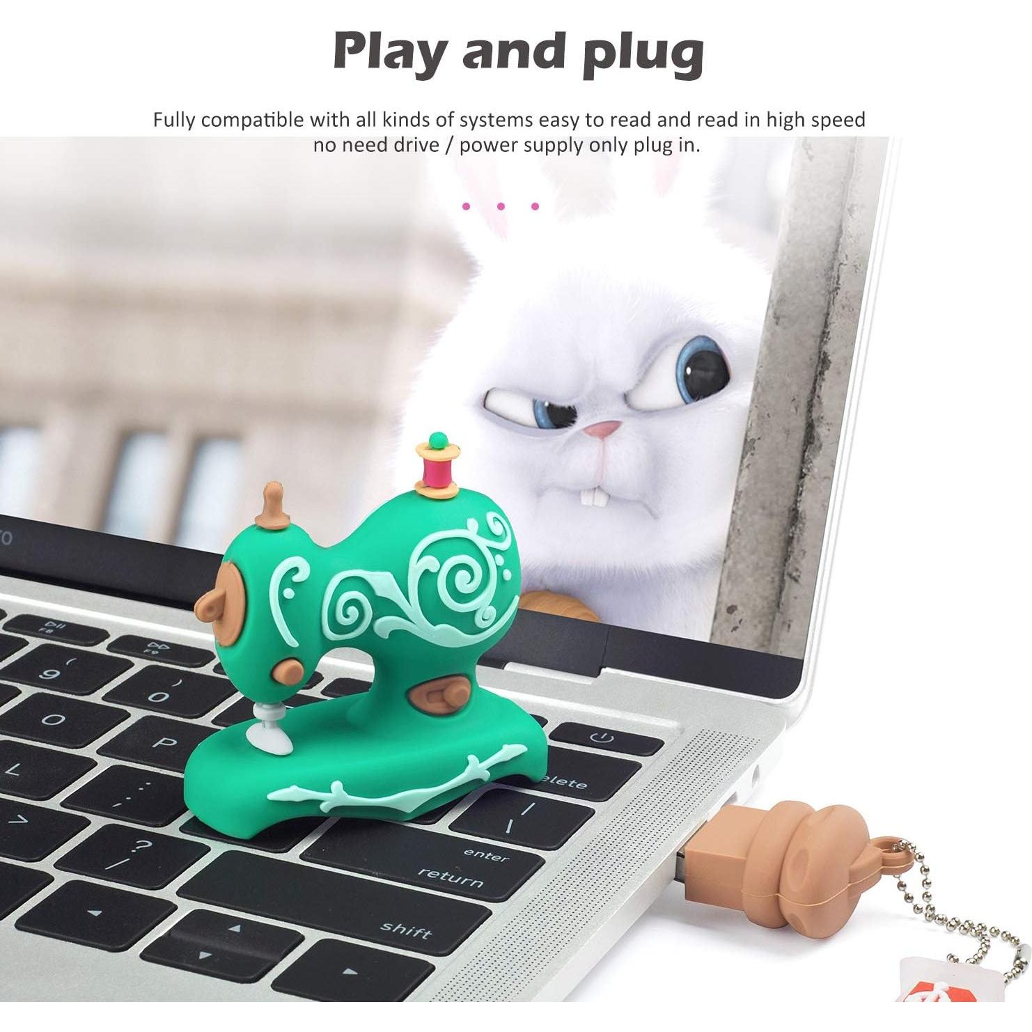 Unidad Flash USB Leizhan 16GB Verde Diseño Máquina de Coser