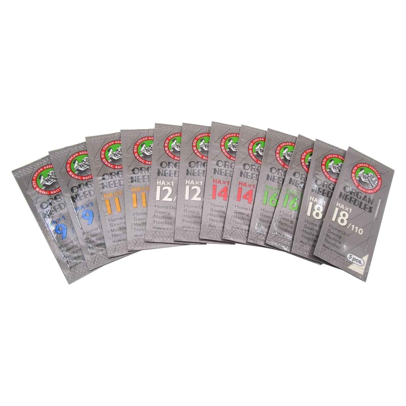 Agujas de Coser Organ HAX1 CKPSMS 60PCS Compatibles Singer