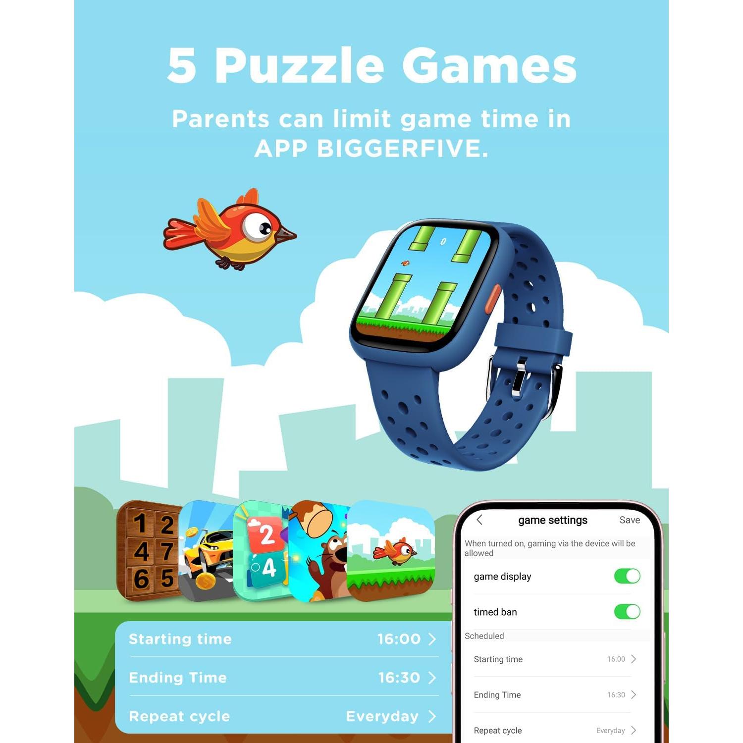 Reloj Inteligente BIGGERFIVE para Niños 1.8" IP68 Azul