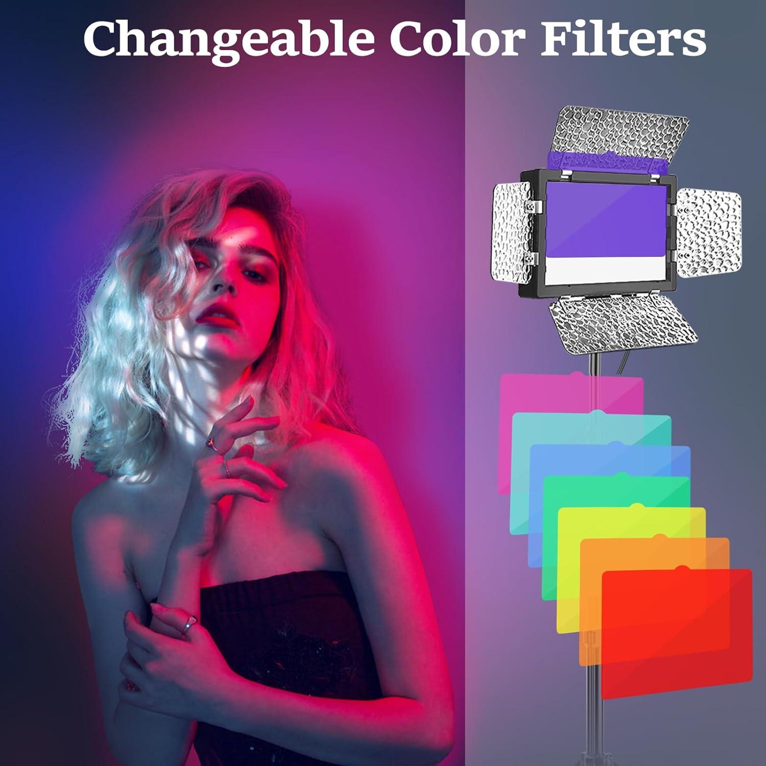 Kit de Iluminación LED GLOSHOOTING con Trípode 137 cm y 9 Filtros