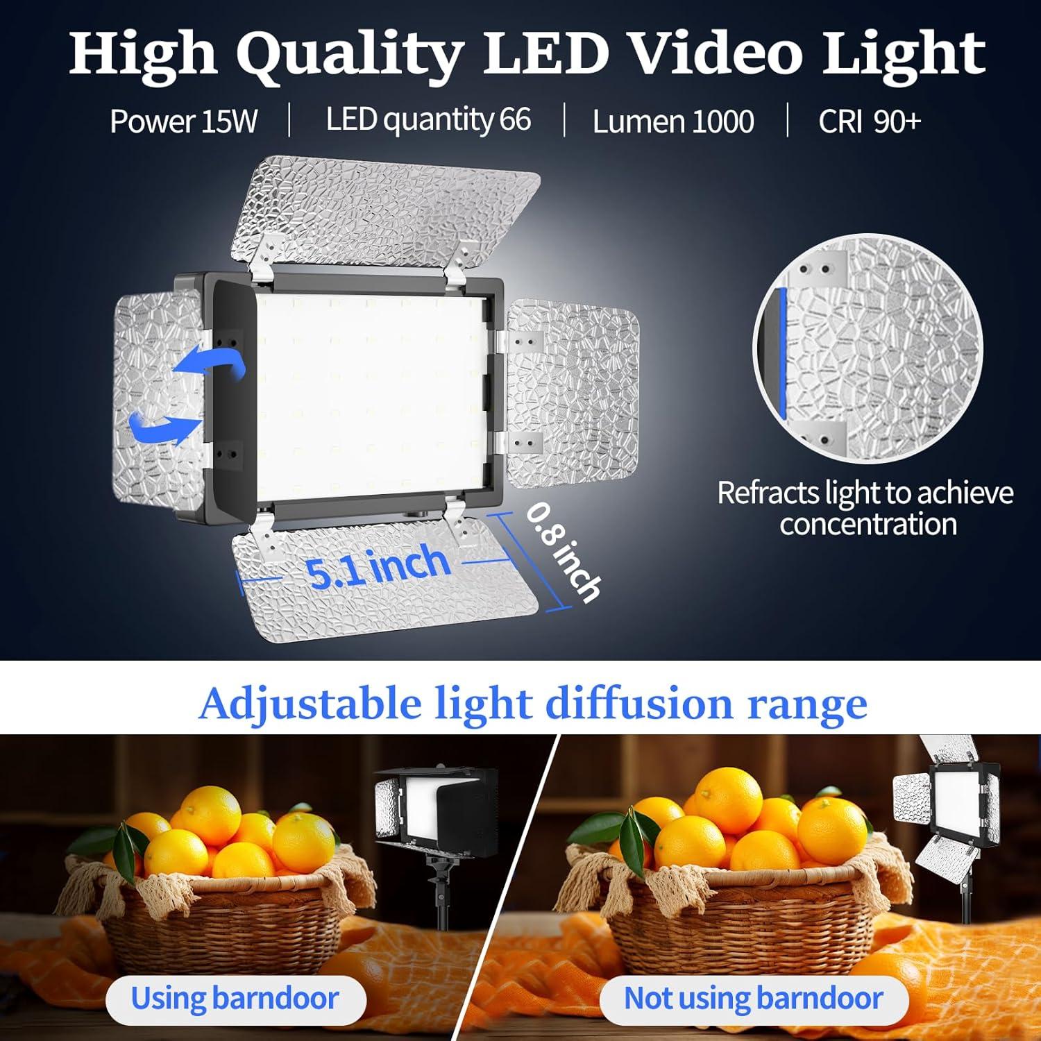 Kit de Iluminación LED GLOSHOOTING con Trípode 137 cm y 9 Filtros