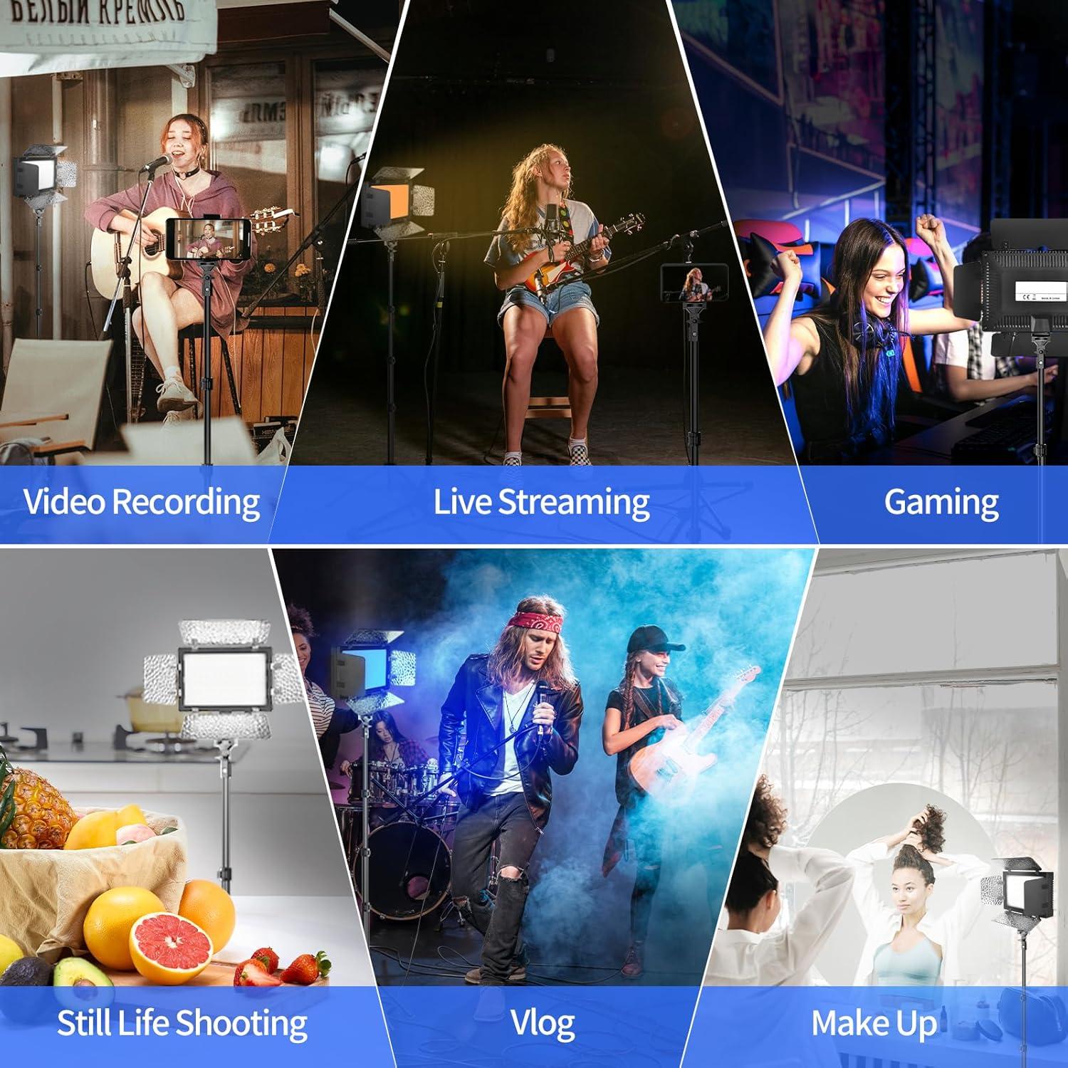 Kit de Iluminación LED GLOSHOOTING con Trípode 137 cm y 9 Filtros