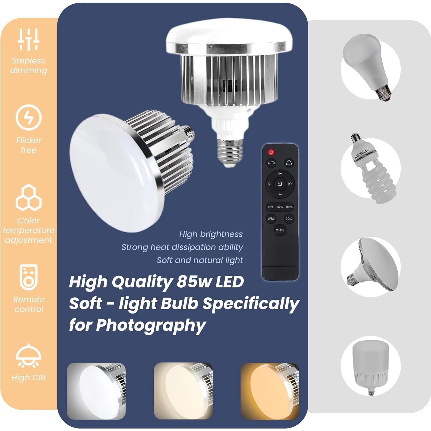 Kit de Iluminación Softbox EZLucky 50cm 85W LED Ajustable