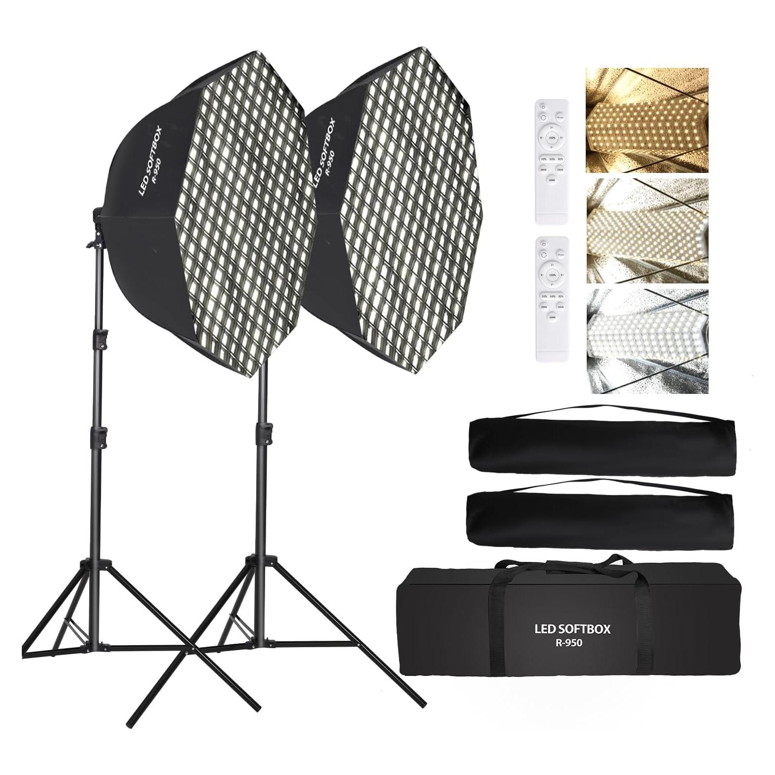 Kit de Iluminación Softbox Octagonal 95cm 110W GSKAIWEN